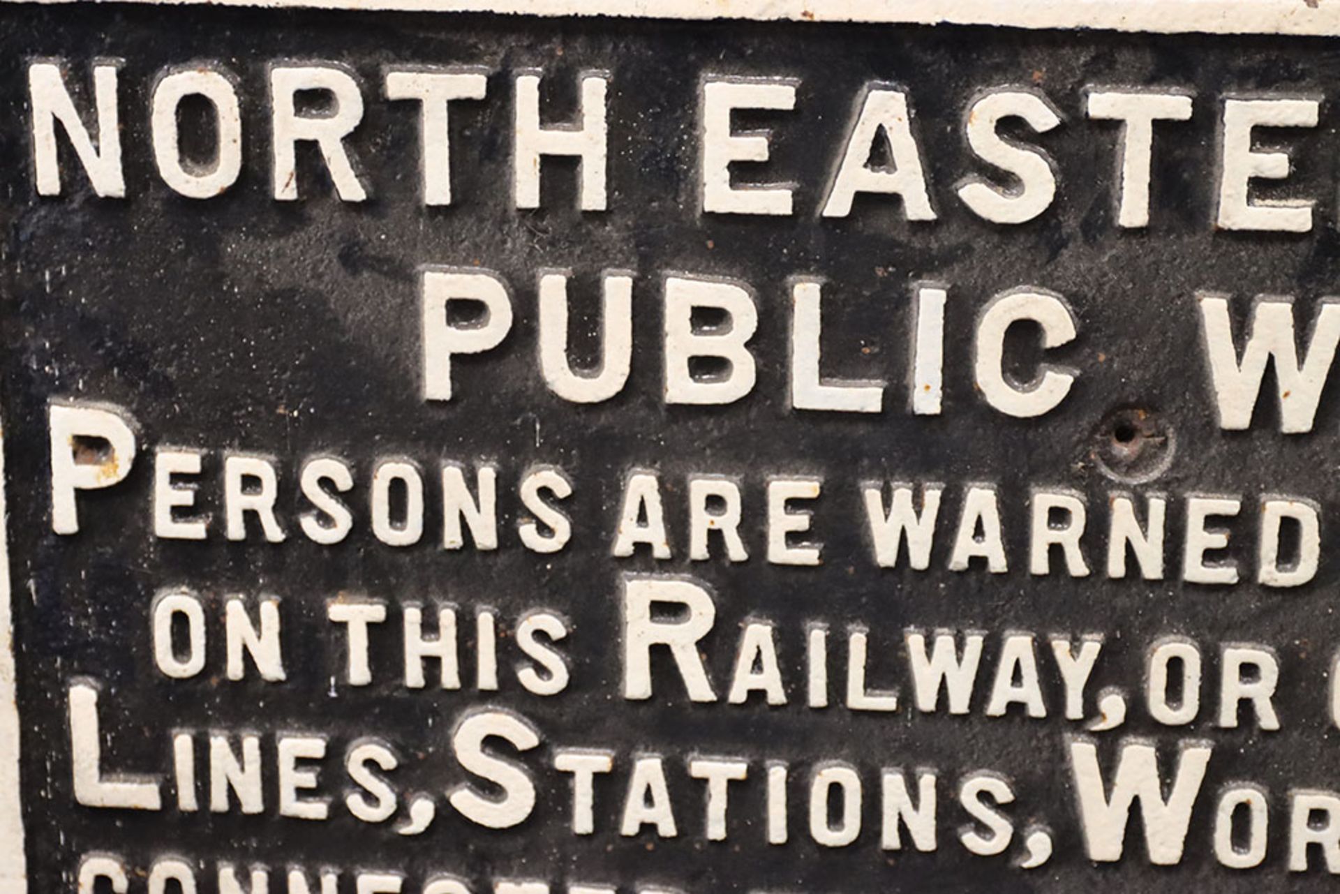 A North Eastern Railway Warning cast iron painted sign - Image 2 of 4