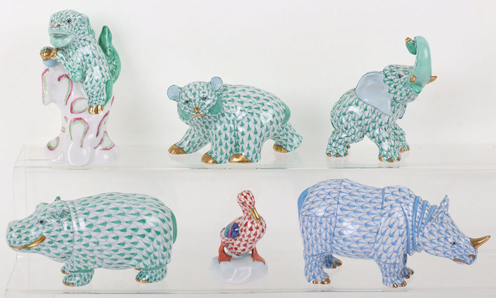 Six Herend ceramic animals