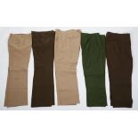 Five pairs of military trousers