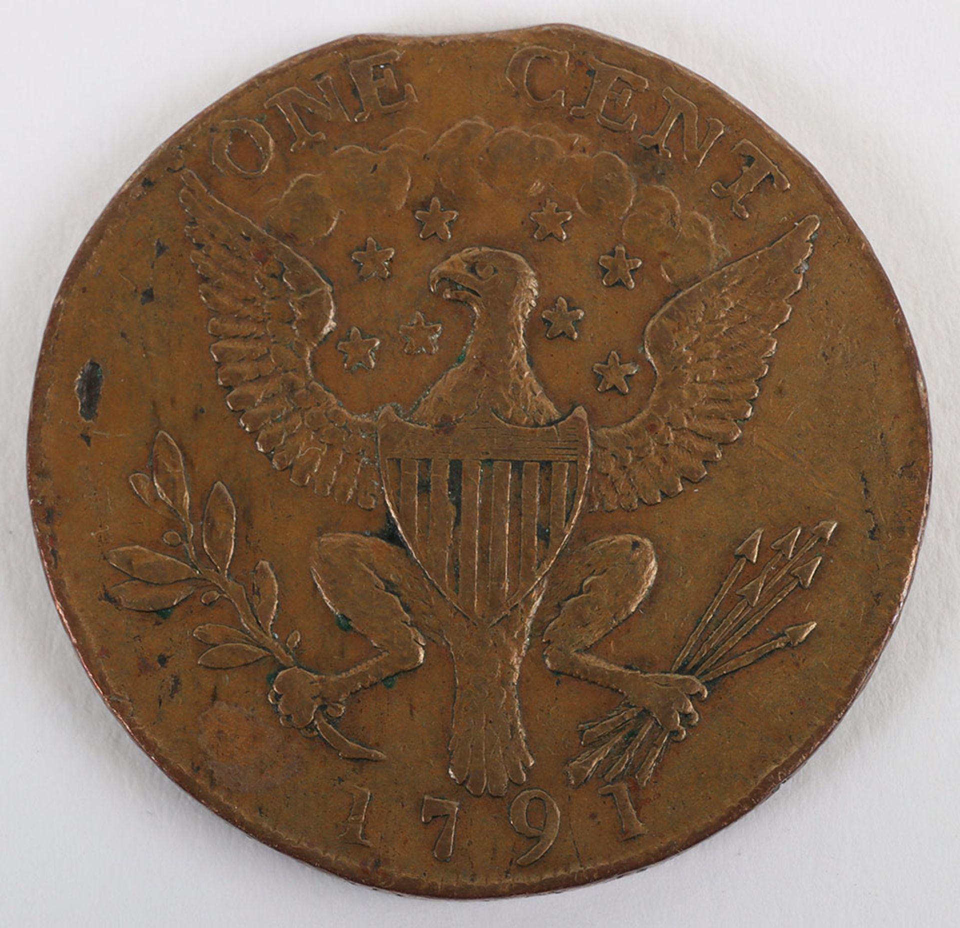 USA One Cent, 1791 Washington small eagle type, MACCLESFIELD edge - Bild 3 aus 5