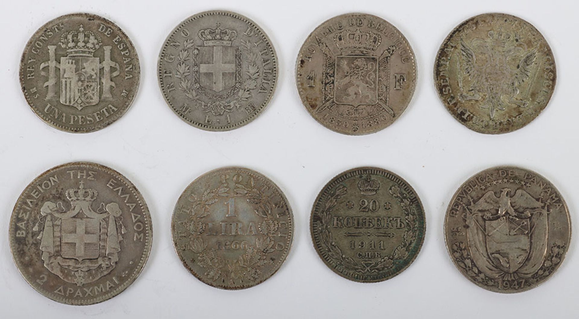 European and World silver coins, including German States, Hamburg 1797 4 Schilling, Papal State 1866 - Bild 2 aus 2