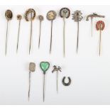 Twelve 19th century and later stick pins