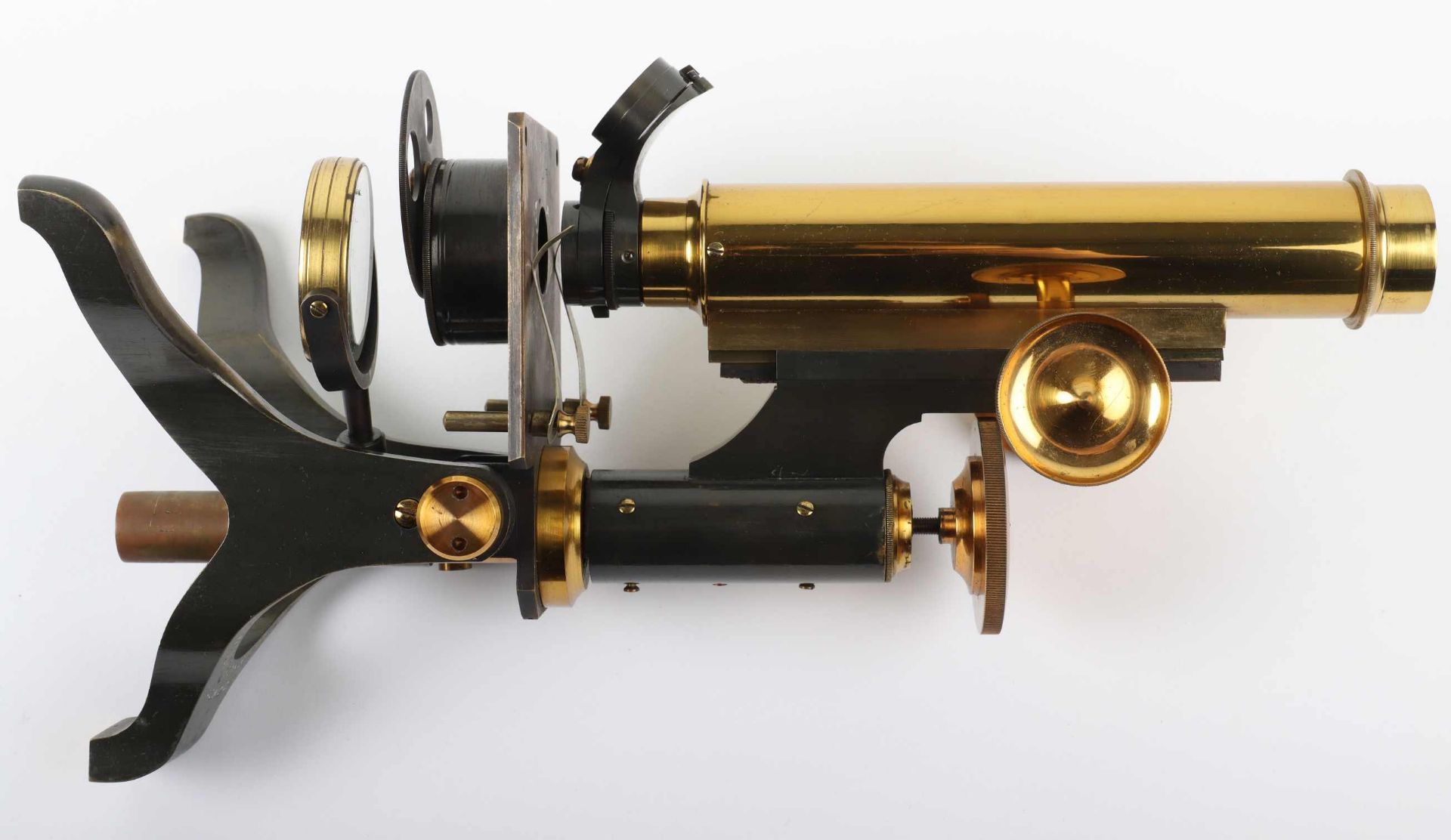 A late Victorian brass microscope and lens, W. Johnson & Sons London - Bild 5 aus 12