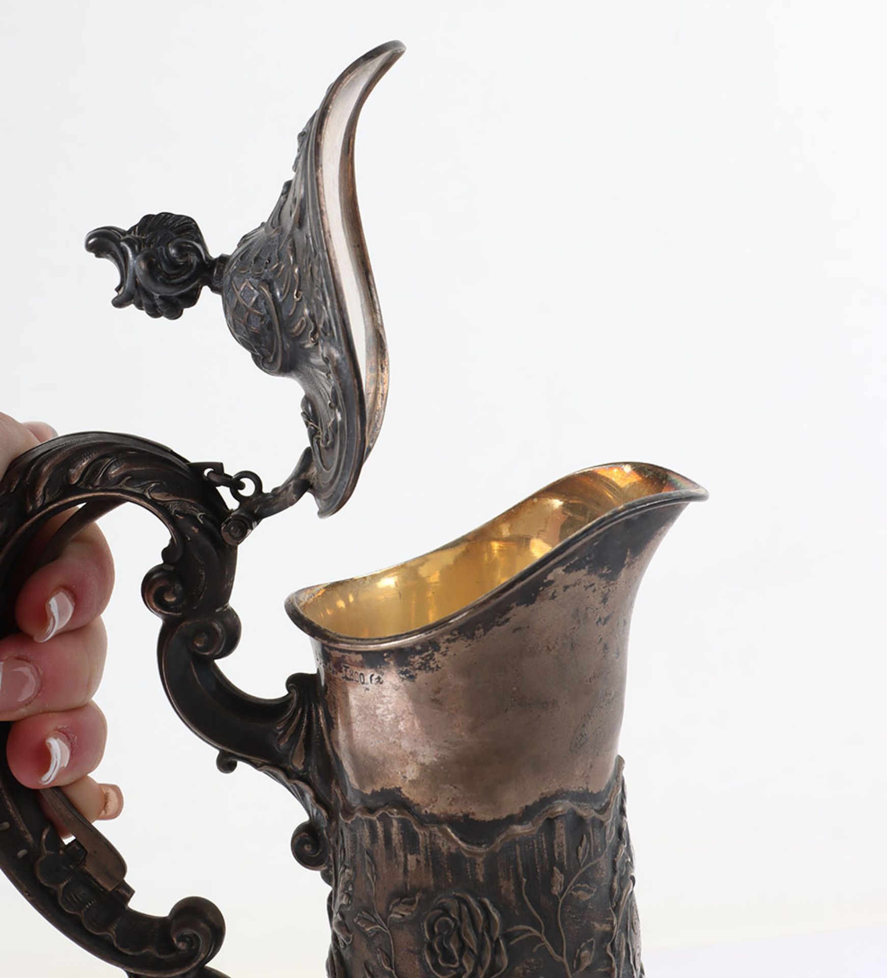 A German silver and glass claret jug - Image 8 of 10