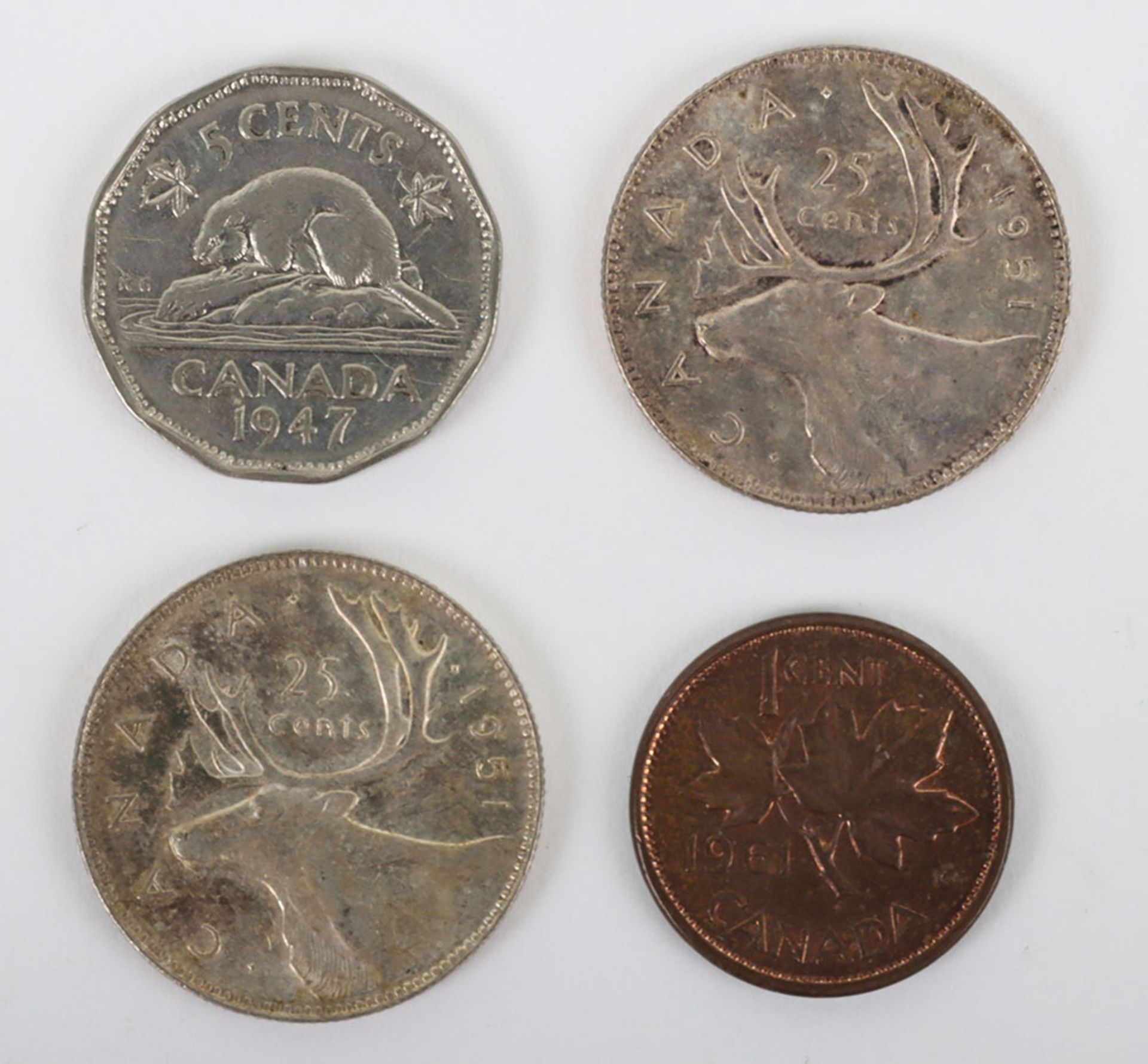 Four Canada prooflike coins, 2x1951 25 Cents, 1947 5 Cents and 1961 1 Cent - Image 2 of 2