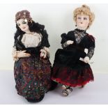 Two character dolls by Rosemary Bradshaw of a ‘Cynthia Payne’ whorehouse madam with ‘luncheon vouche