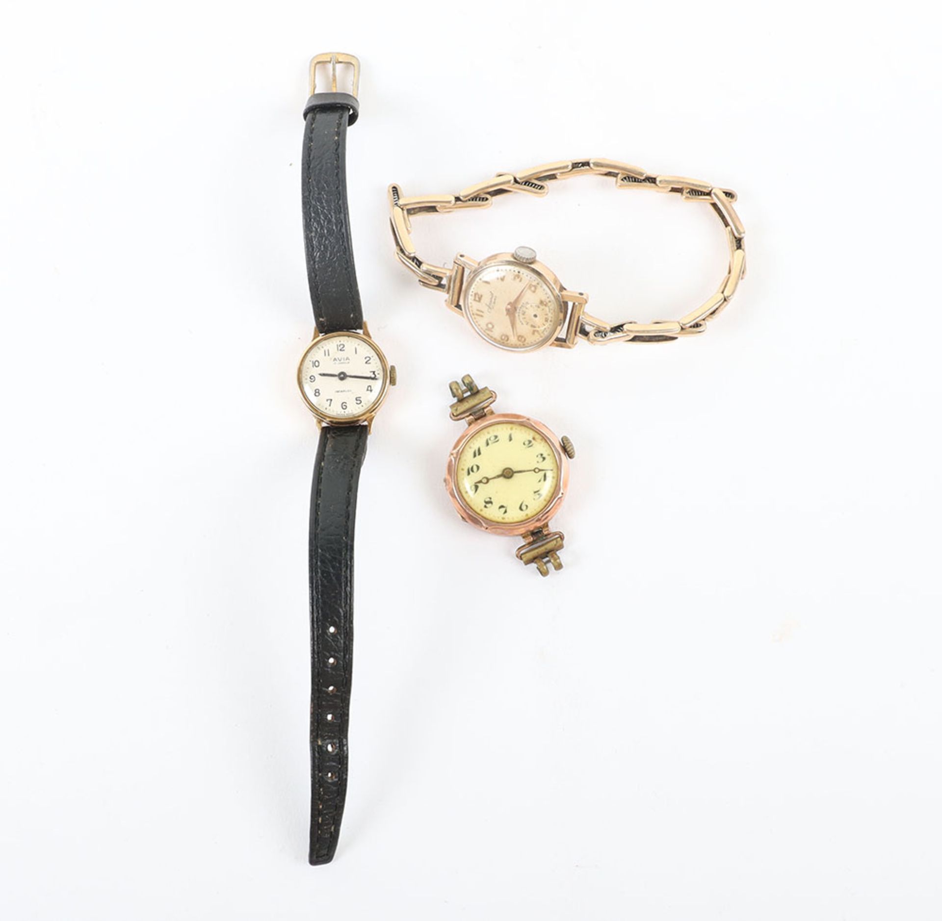 Three early 20th century 9ct gold wristwatches