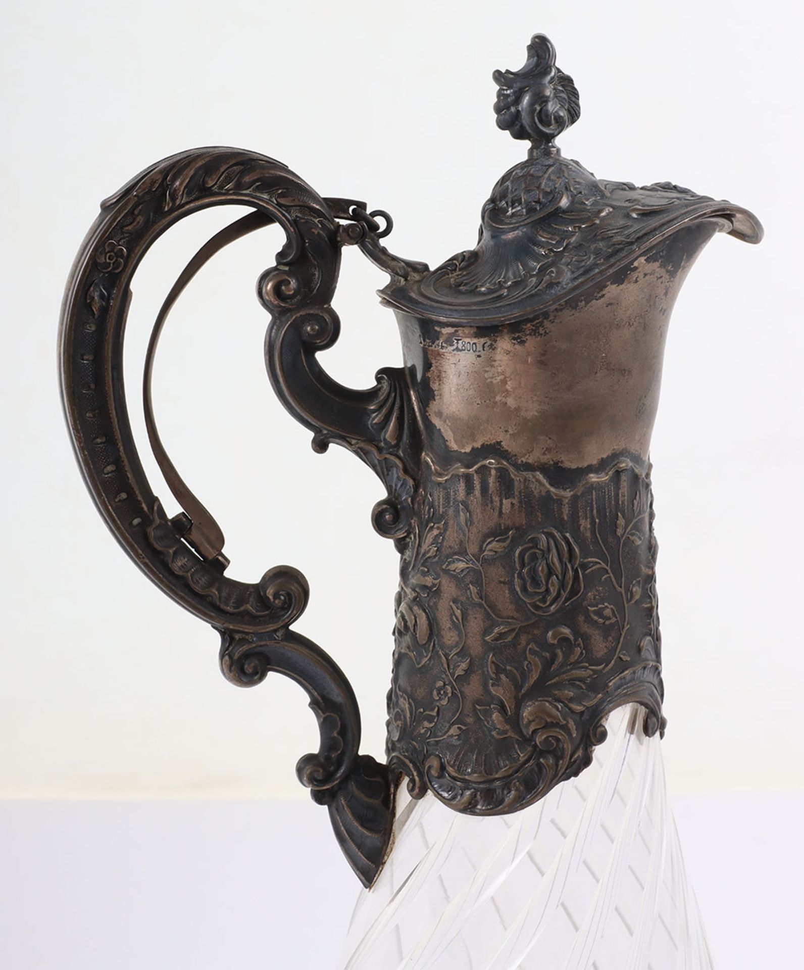 A German silver and glass claret jug - Image 2 of 10
