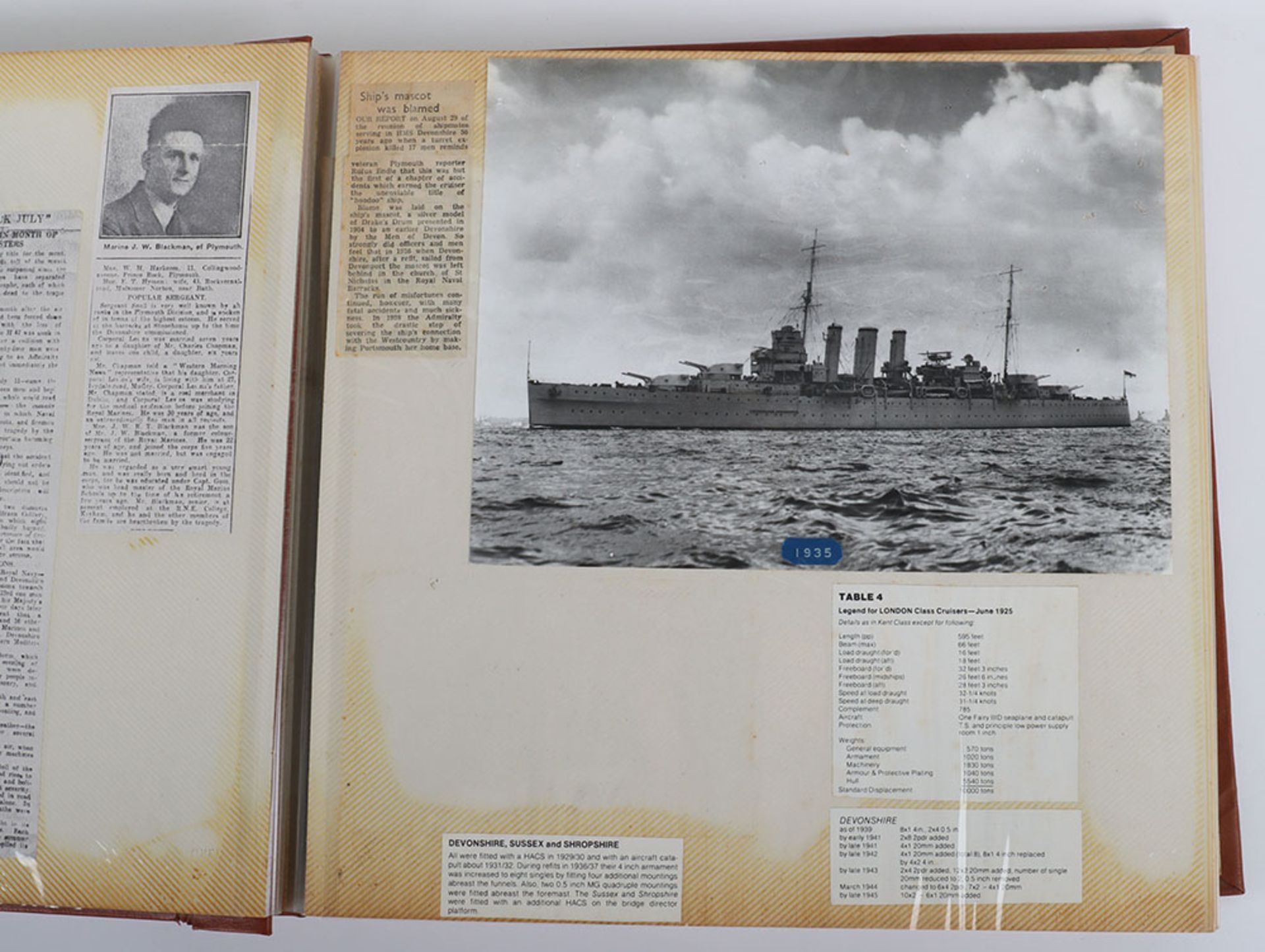 HMS Devonshire Album charting the history of the ship since 1929 when an accidental explosion wrecke - Bild 6 aus 29
