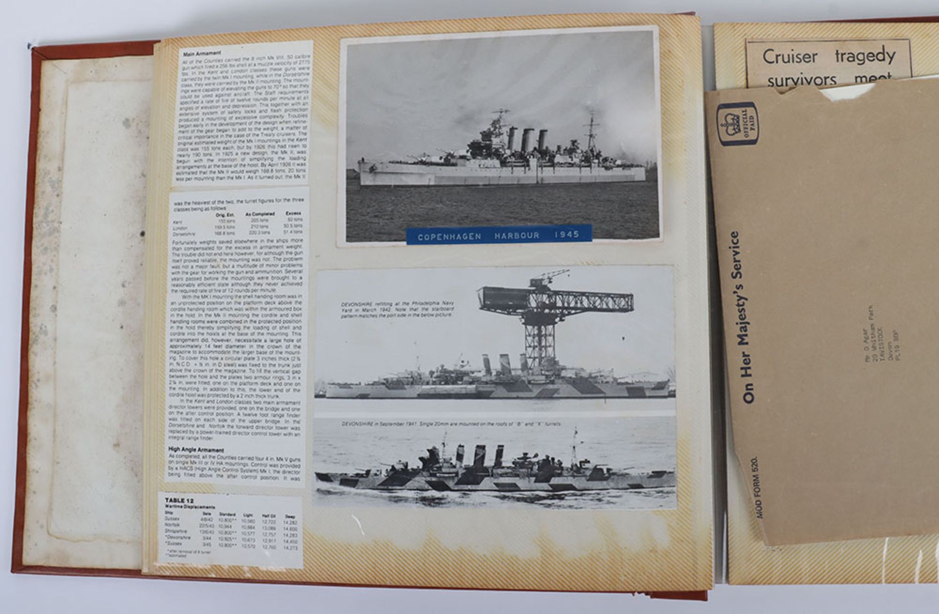 HMS Devonshire Album charting the history of the ship since 1929 when an accidental explosion wrecke - Bild 7 aus 29