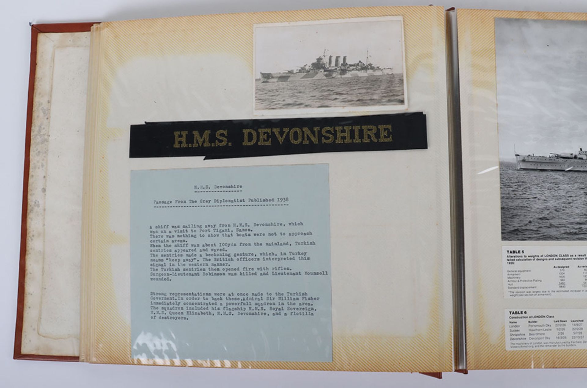 HMS Devonshire Album charting the history of the ship since 1929 when an accidental explosion wrecke - Bild 17 aus 29