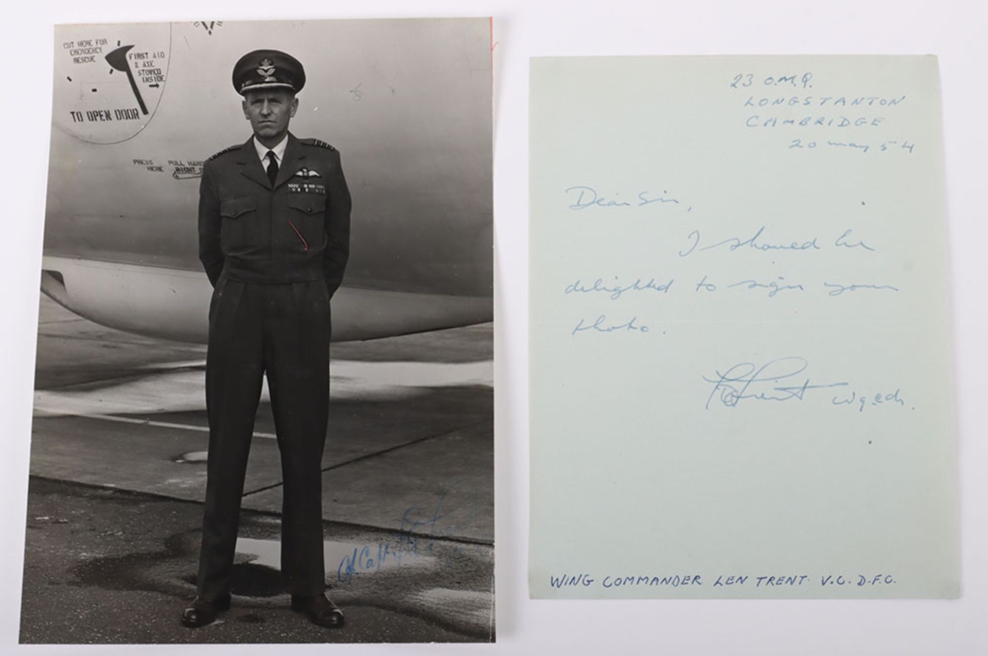 Leonard Trent VC. Signed photograph