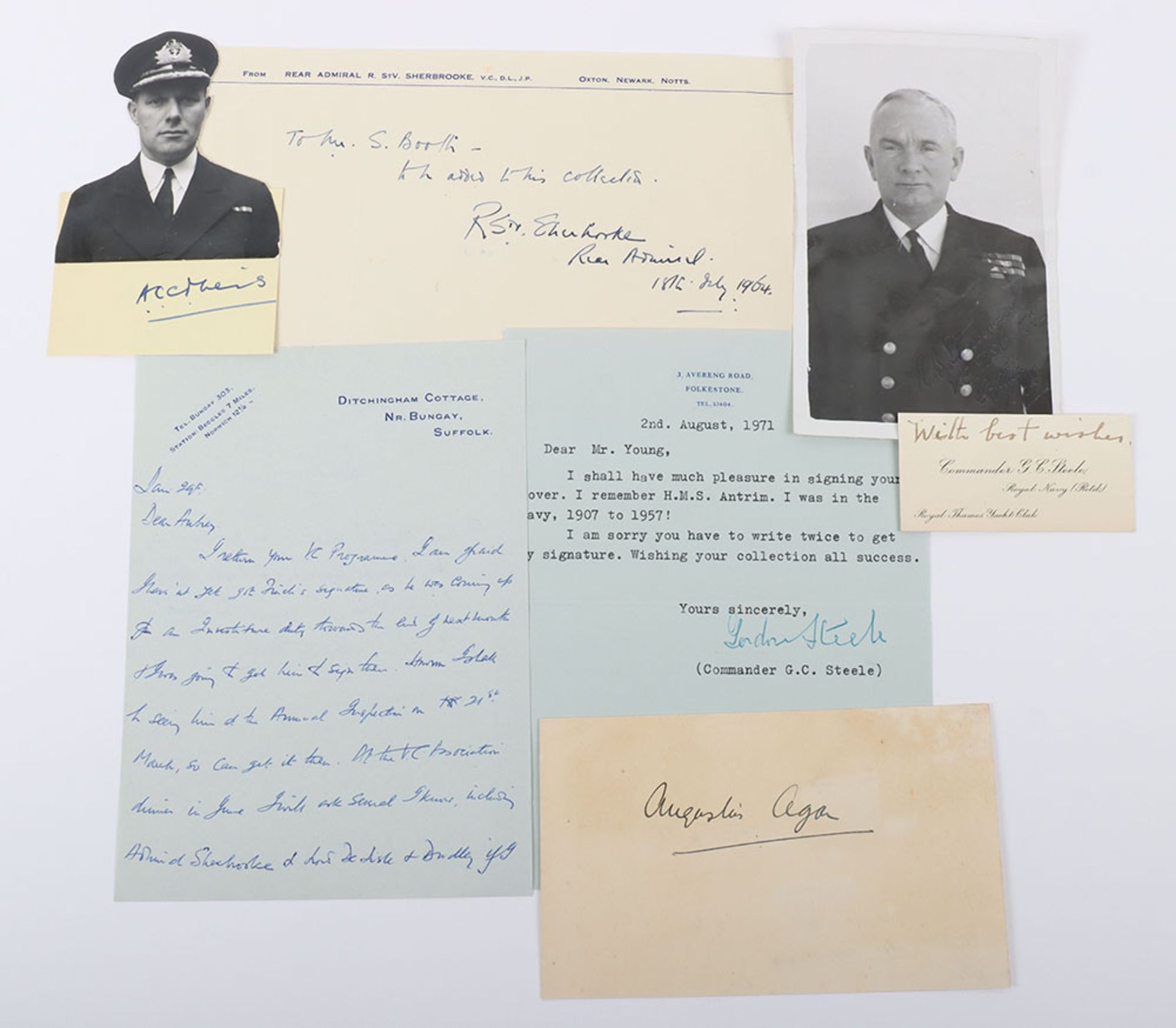 Victoria Cross World War II. Signatures on cards, postcard, photograph etc.