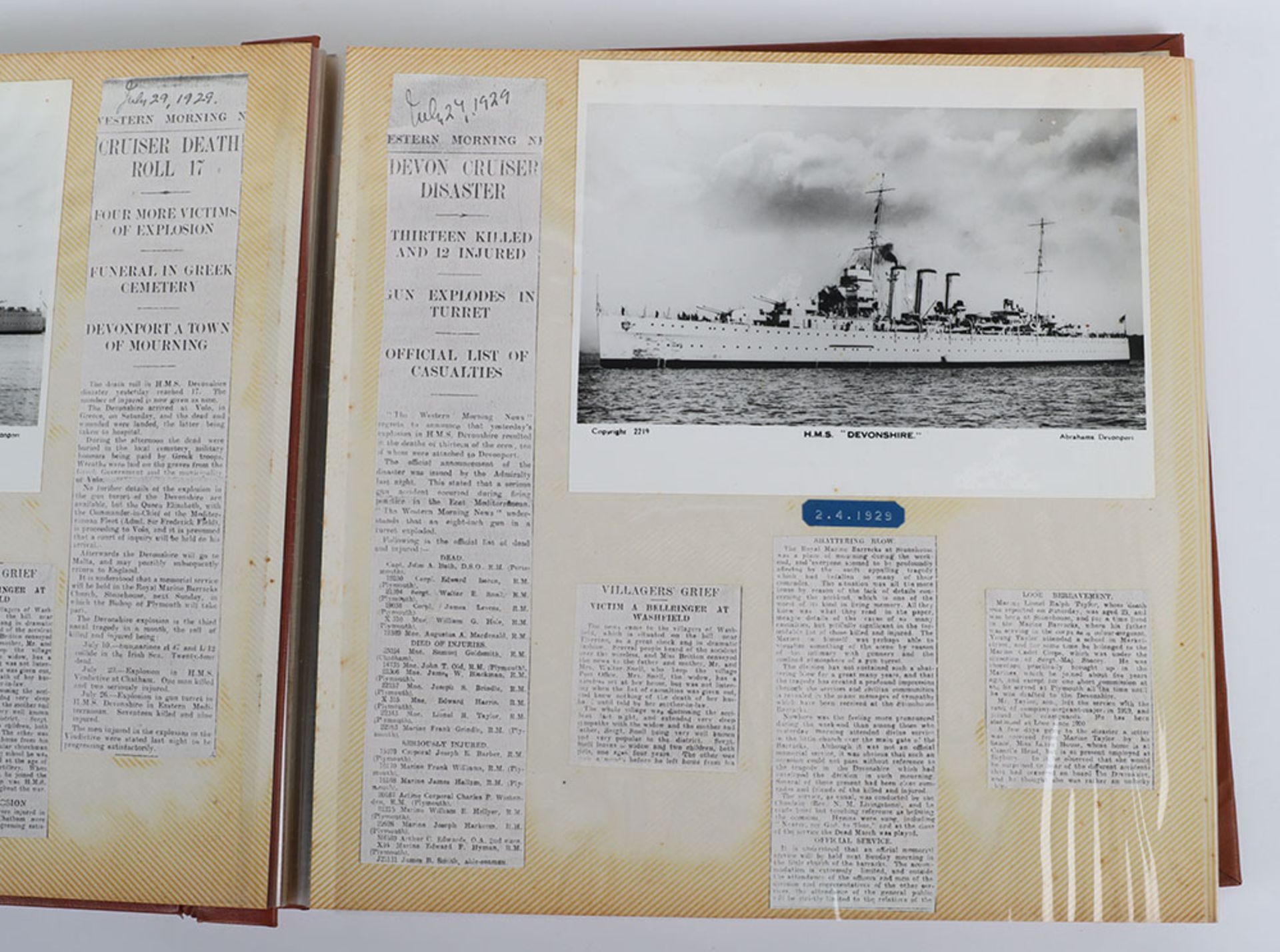 HMS Devonshire Album charting the history of the ship since 1929 when an accidental explosion wrecke - Bild 4 aus 29