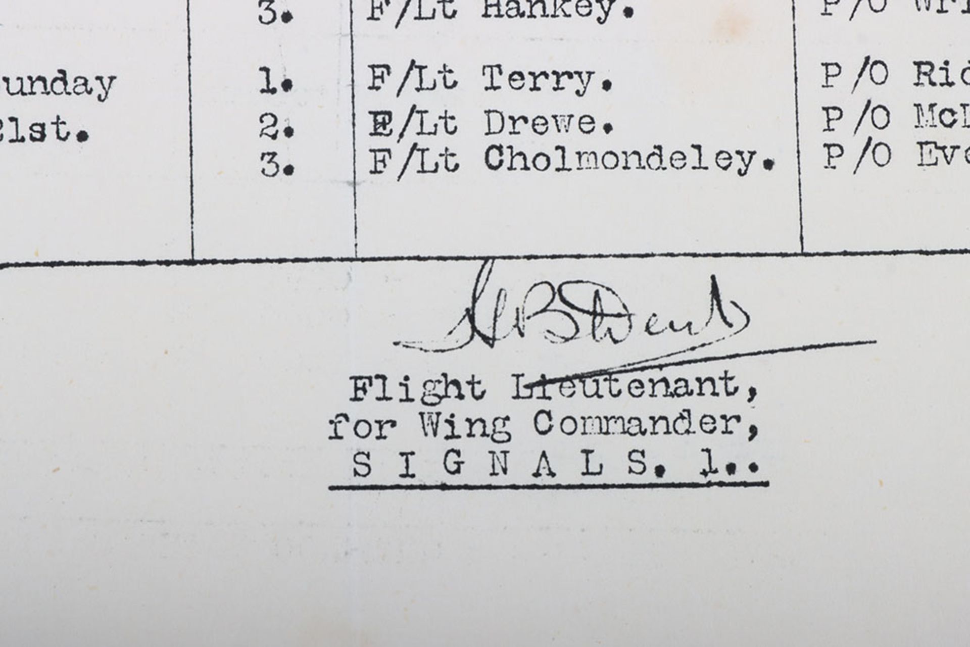 Headquarters Fighter Command Signals Staff Roster of Filter Staff 5th July 1940 - Image 2 of 4