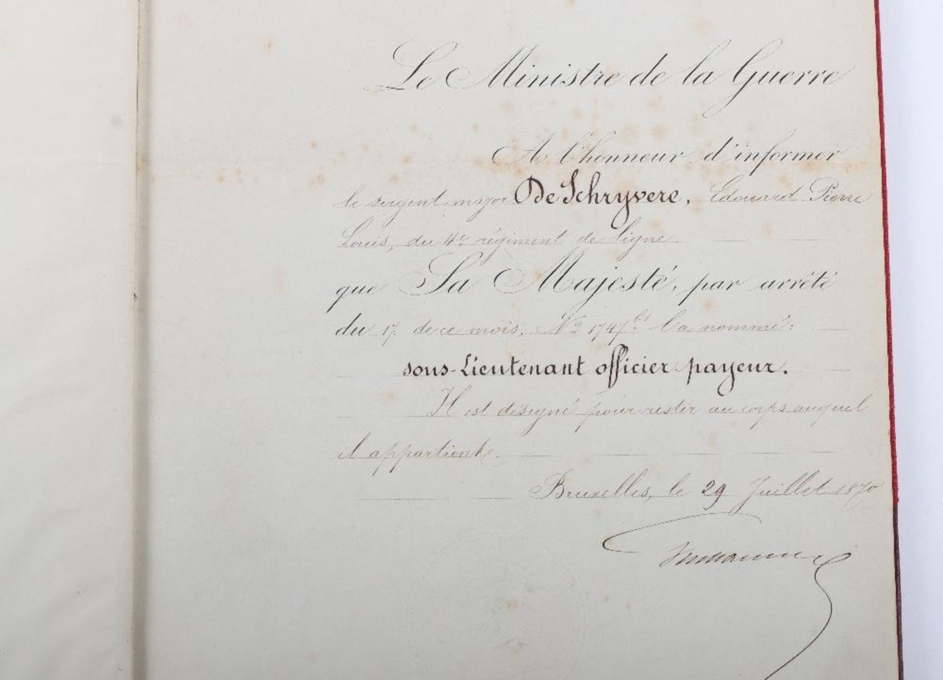 Souvenir de L'Armee 1870-1902”. Bound Collection of Commissions" etc to Capitaine Edward Pierre Lou - Image 2 of 12