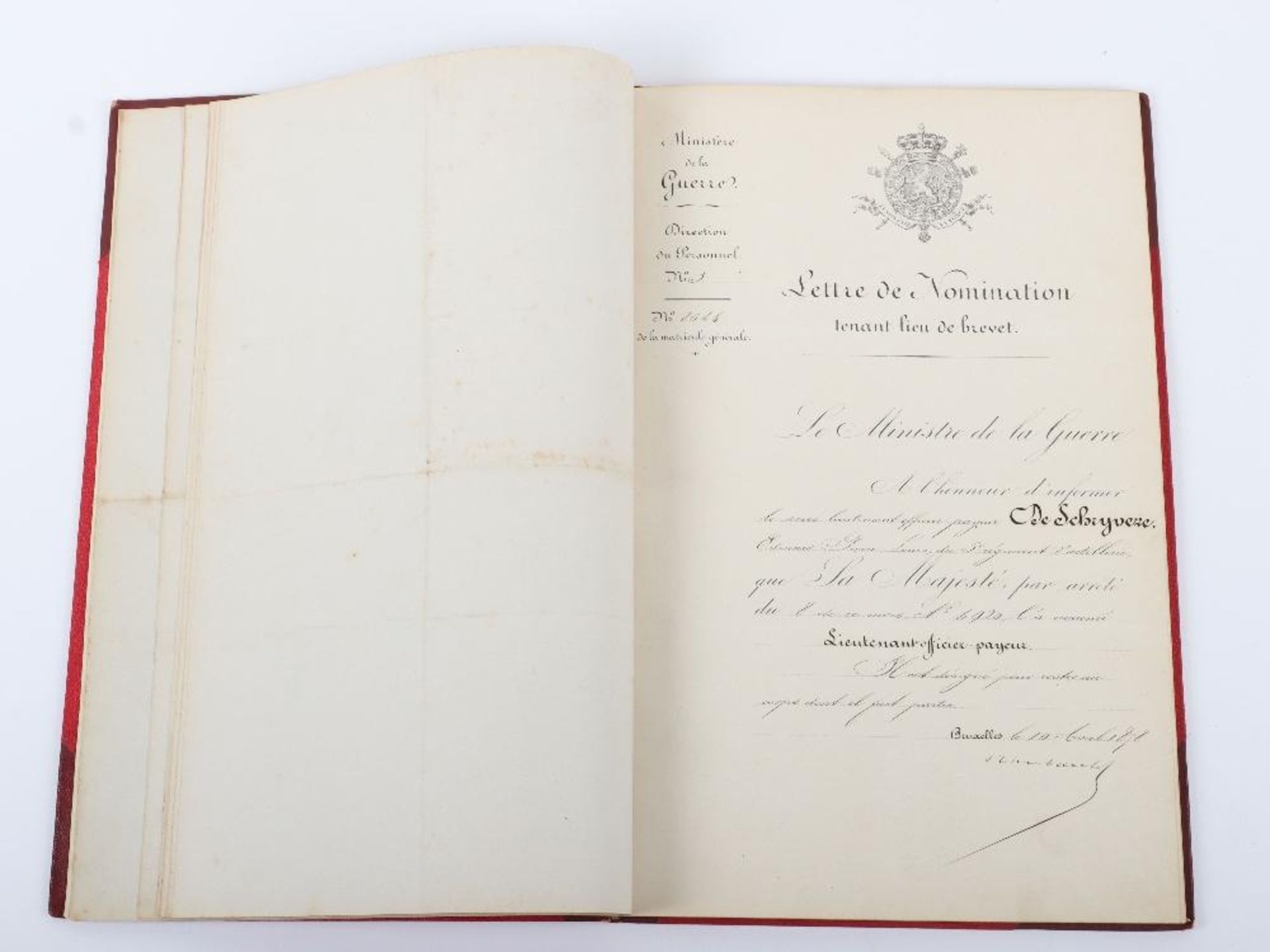 Souvenir de L'Armee 1870-1902”. Bound Collection of Commissions" etc to Capitaine Edward Pierre Lou - Image 6 of 12