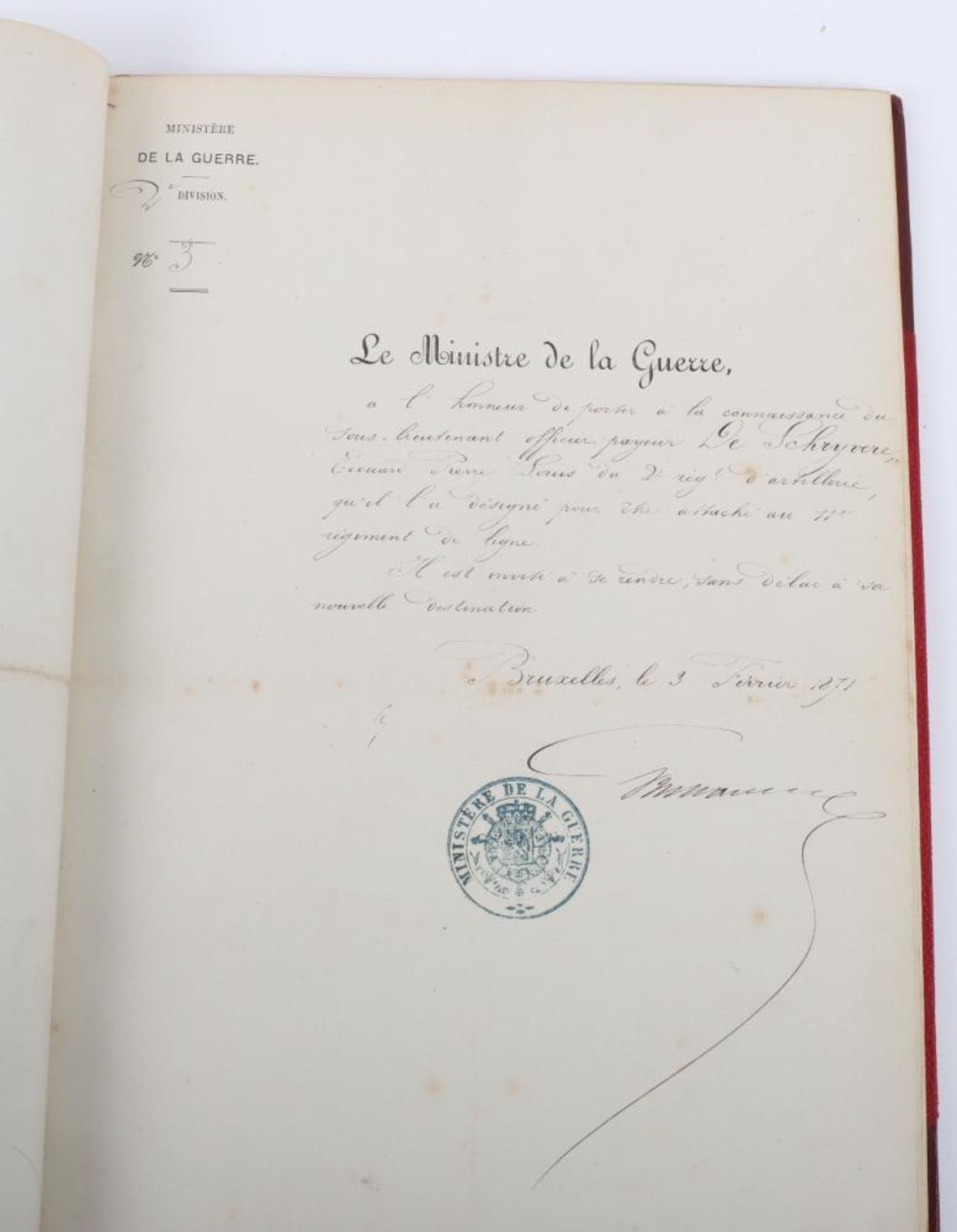 Souvenir de L'Armee 1870-1902”. Bound Collection of Commissions" etc to Capitaine Edward Pierre Lou - Image 5 of 12