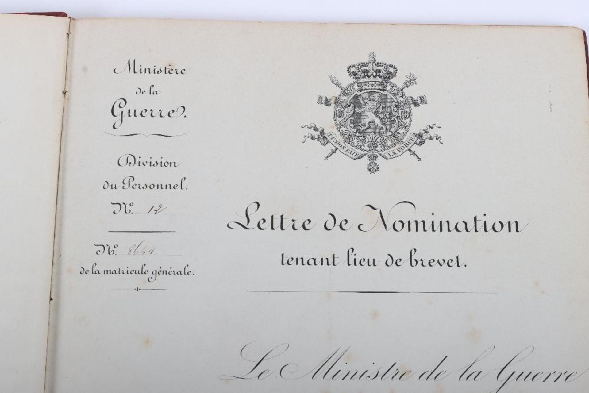 Souvenir de L'Armee 1870-1902”. Bound Collection of Commissions" etc to Capitaine Edward Pierre Lou - Image 3 of 12