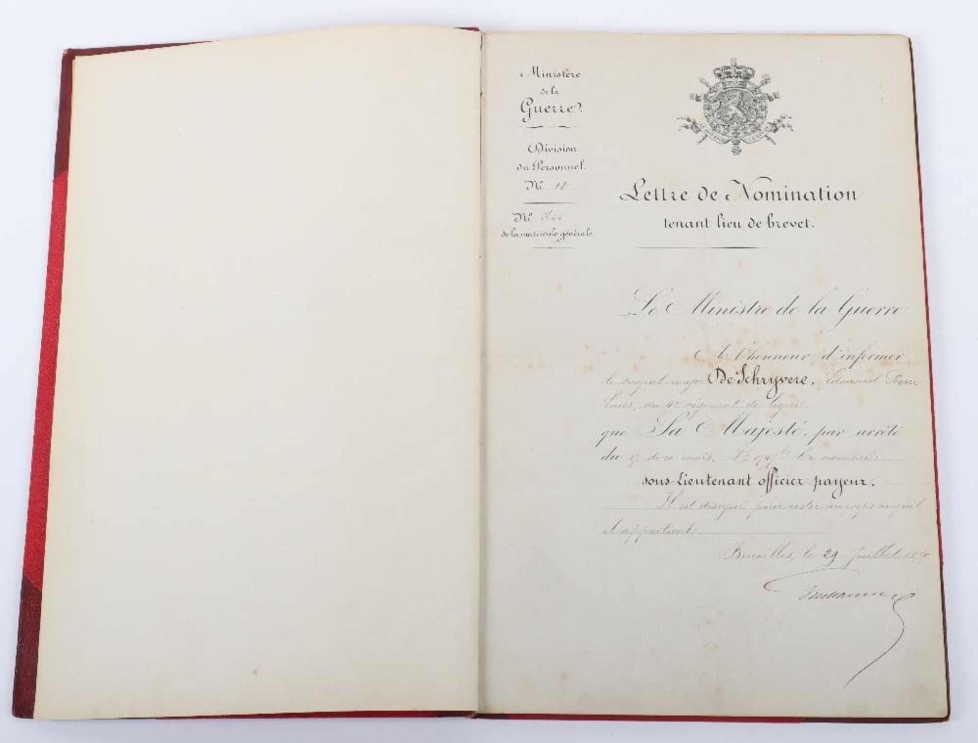 Souvenir de L'Armee 1870-1902”. Bound Collection of Commissions" etc to Capitaine Edward Pierre Lou
