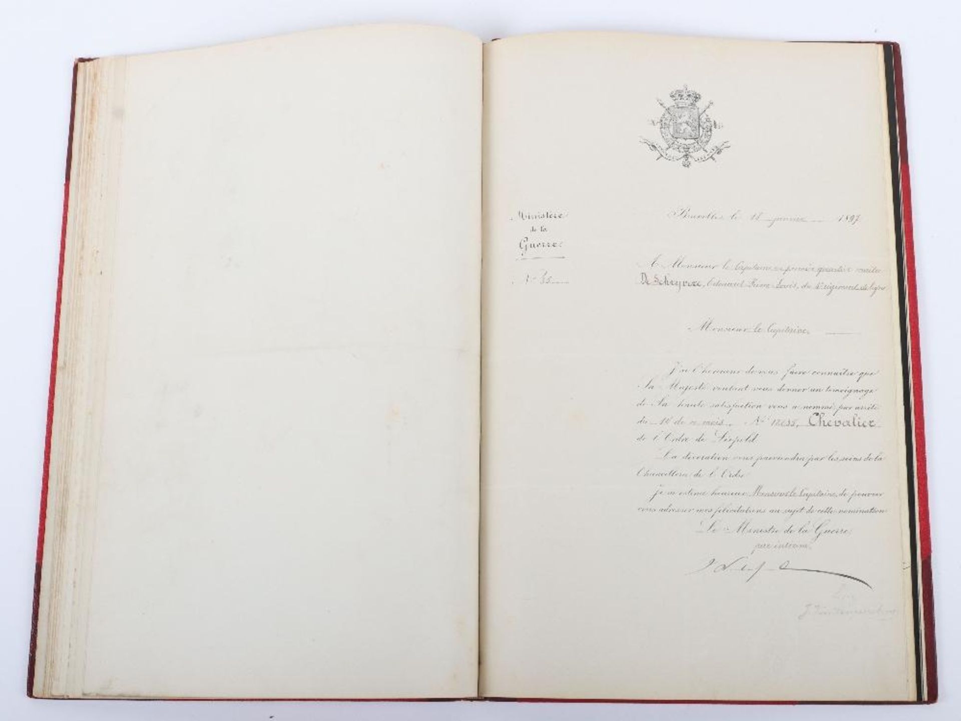 Souvenir de L'Armee 1870-1902”. Bound Collection of Commissions" etc to Capitaine Edward Pierre Lou - Image 9 of 12