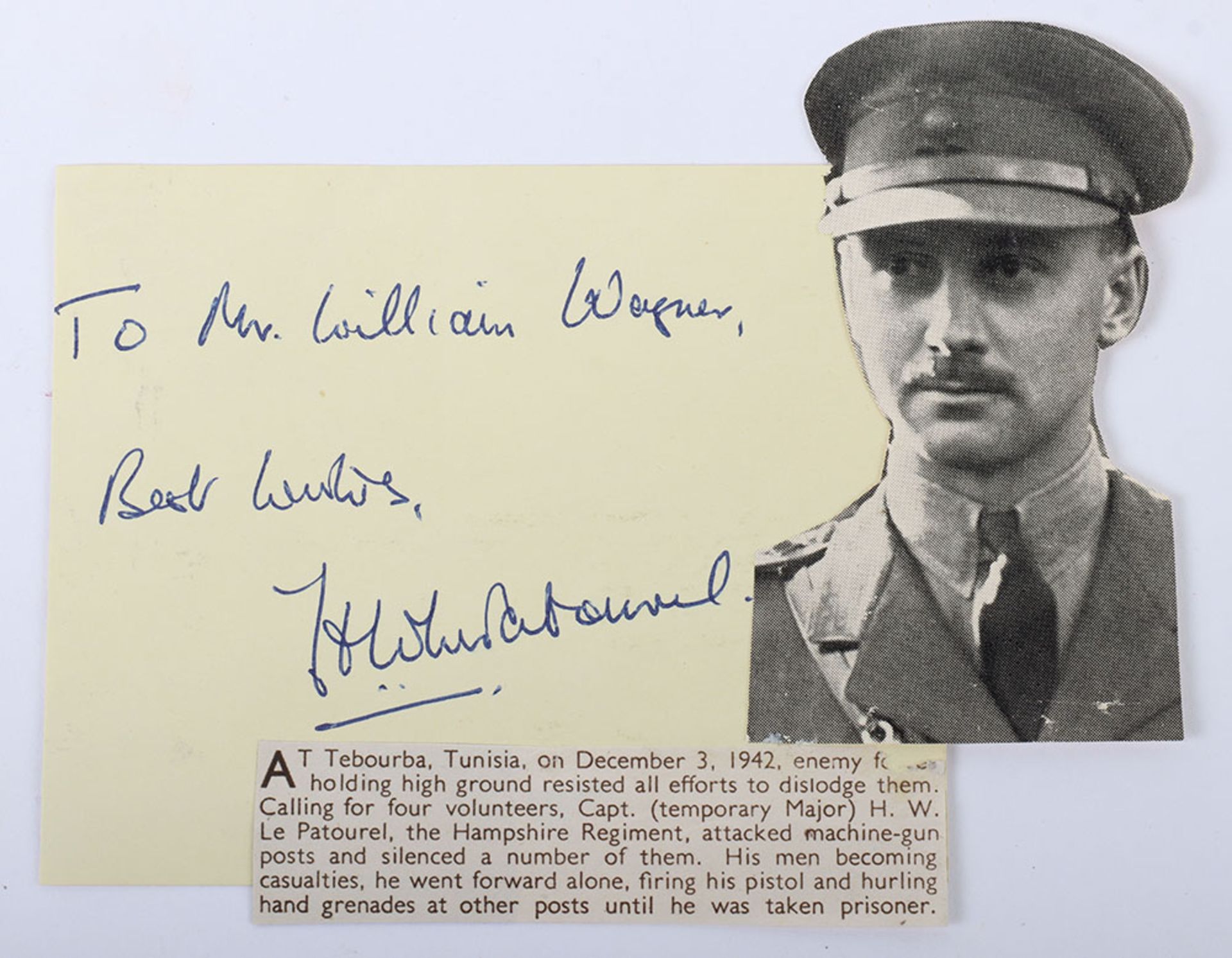 Victoria Cross World War II signatures on letters, cards, clipped documents etc - Bild 6 aus 9