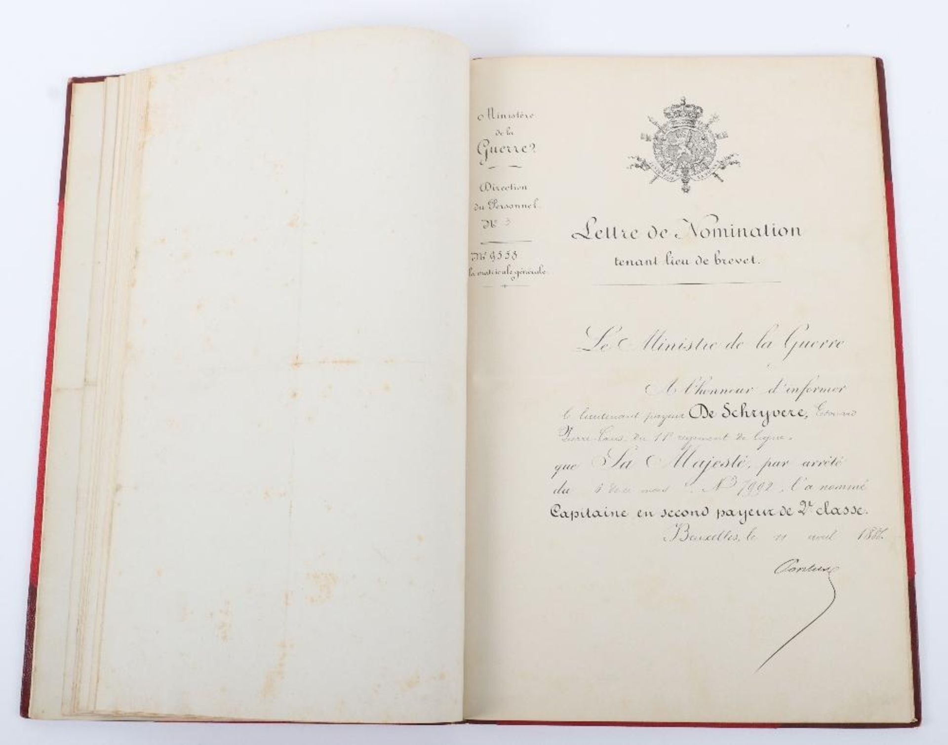Souvenir de L'Armee 1870-1902”. Bound Collection of Commissions" etc to Capitaine Edward Pierre Lou - Image 8 of 12