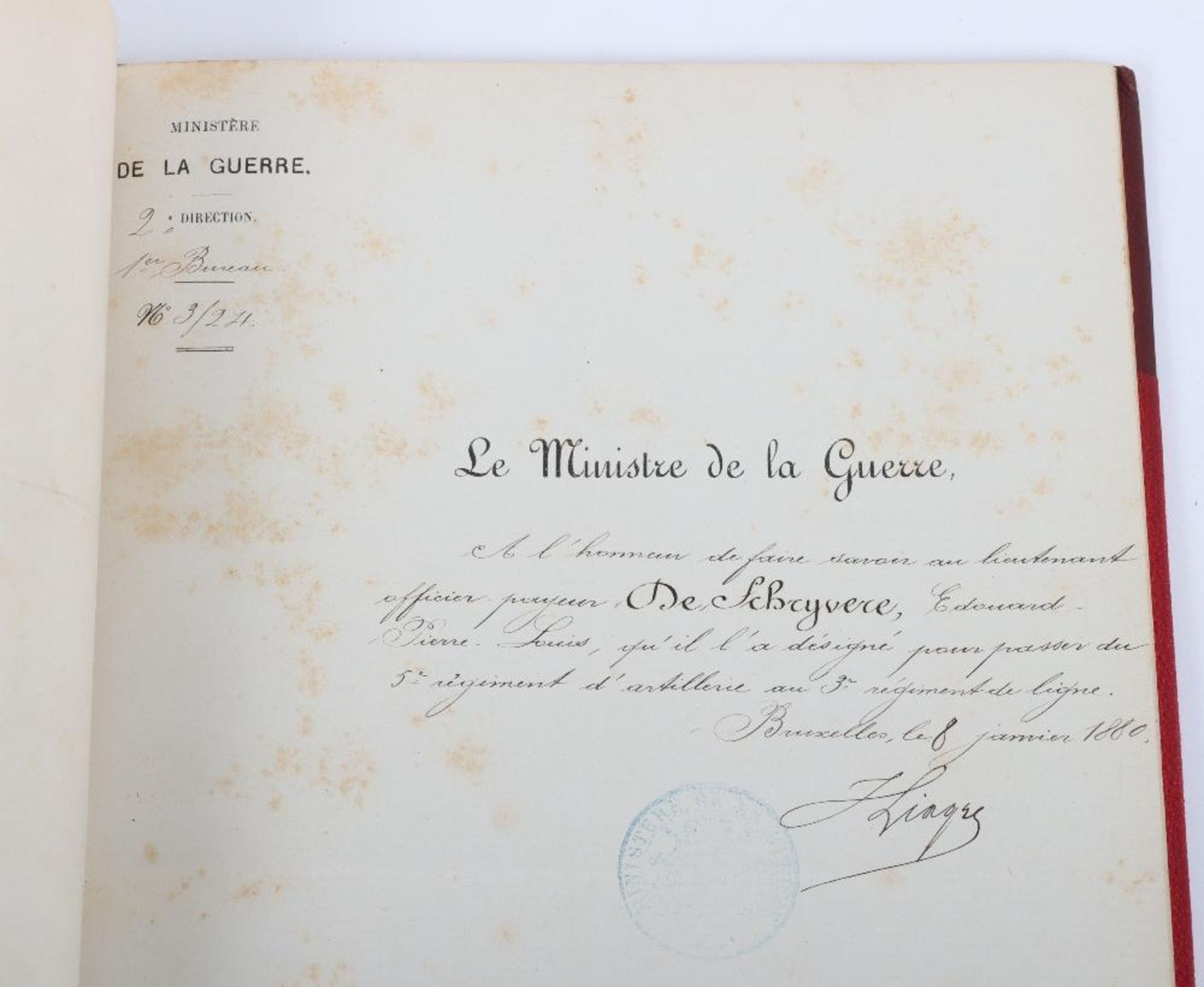 Souvenir de L'Armee 1870-1902”. Bound Collection of Commissions" etc to Capitaine Edward Pierre Lou - Image 7 of 12