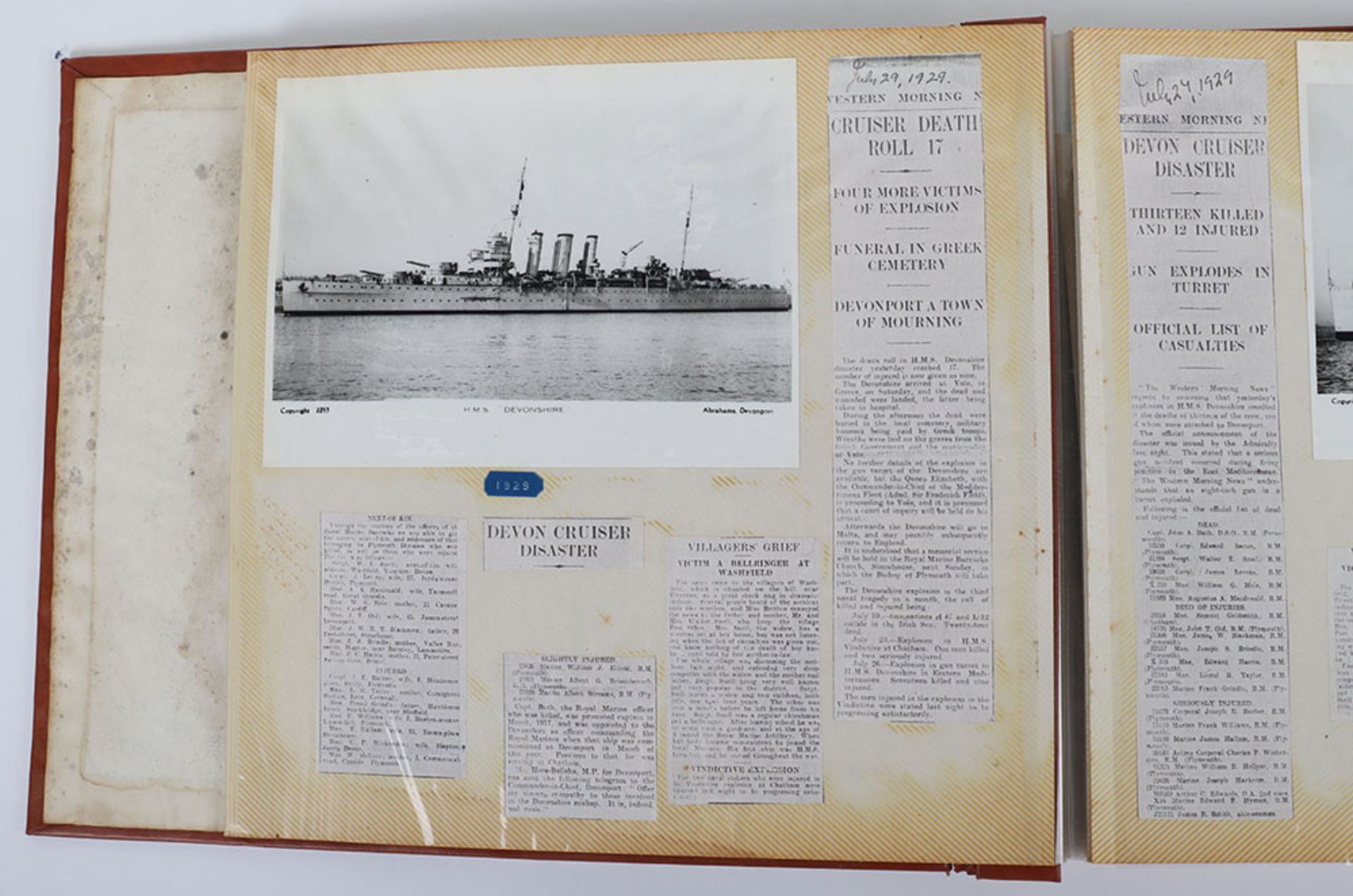 HMS Devonshire Album charting the history of the ship since 1929 when an accidental explosion wrecke - Bild 3 aus 29