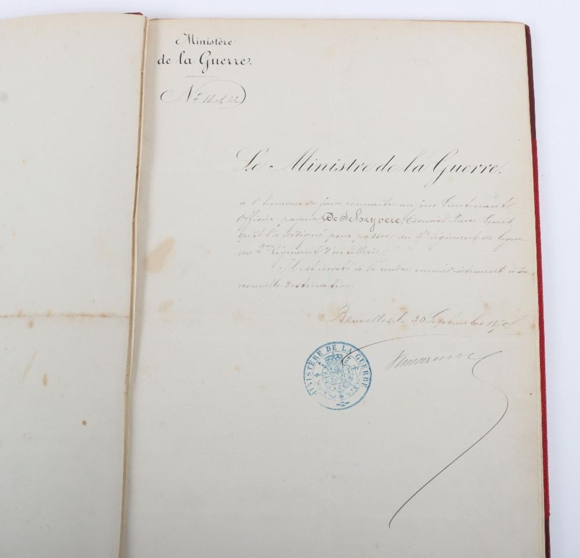 Souvenir de L'Armee 1870-1902”. Bound Collection of Commissions" etc to Capitaine Edward Pierre Lou - Image 4 of 12