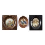 A lot of three miniature paintings