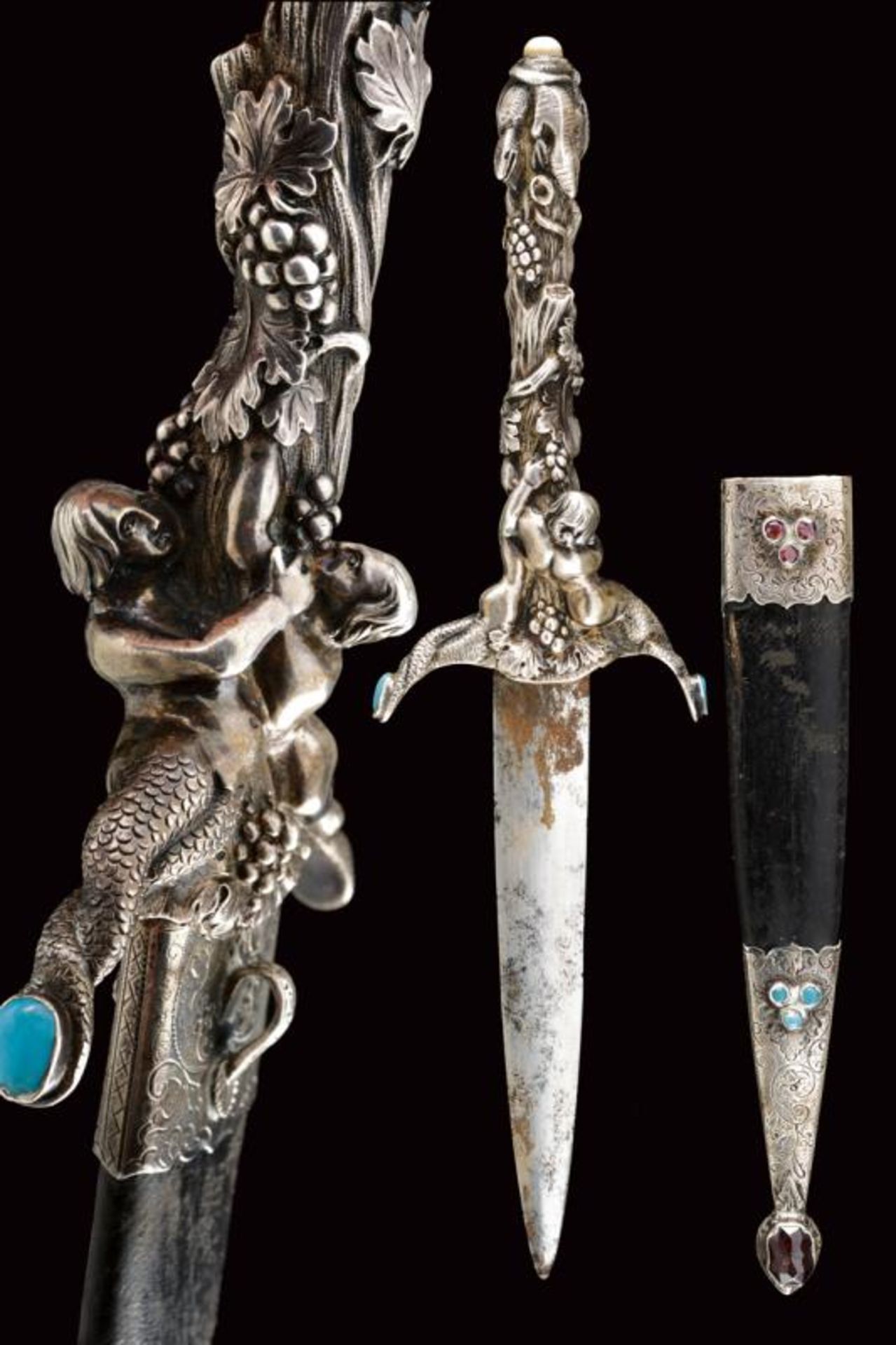 An elegant silver mounted romantic dagger