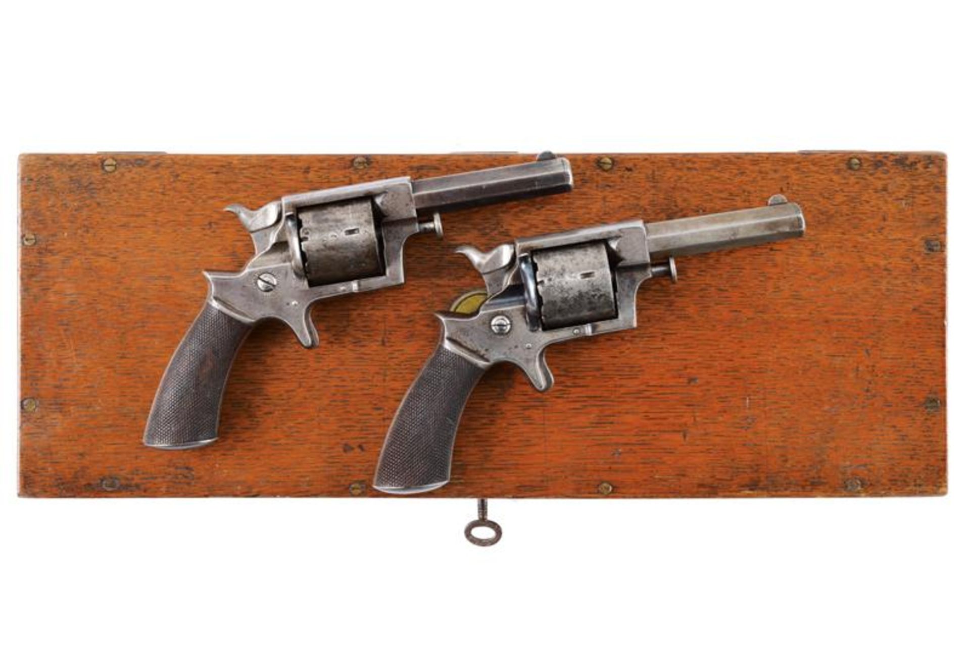 A cased pair of 7 shot Tranter model no. 2 rimfire seven-shot revolver - Image 7 of 8