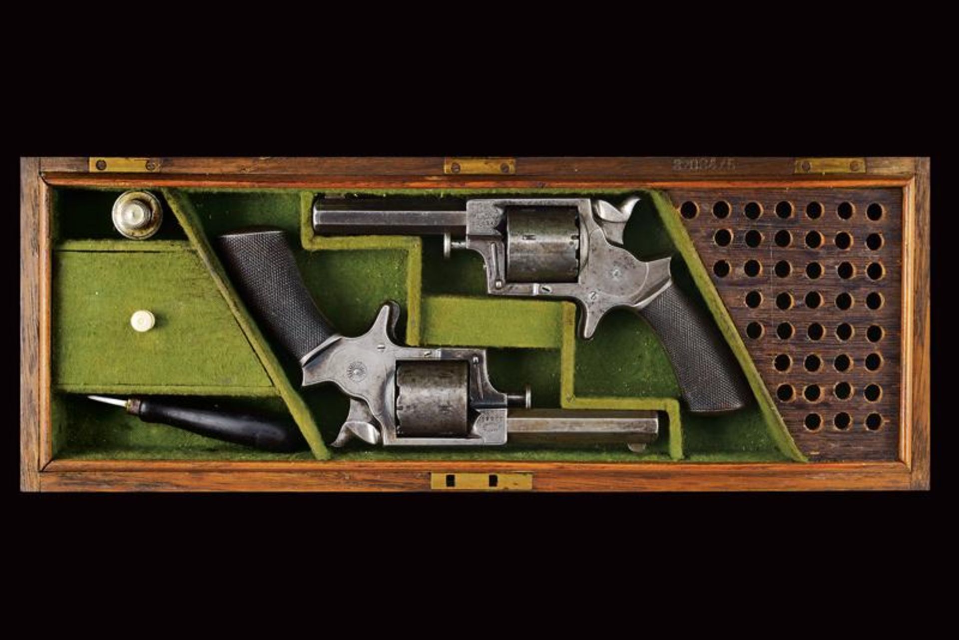 A cased pair of 7 shot Tranter model no. 2 rimfire seven-shot revolver - Image 8 of 8