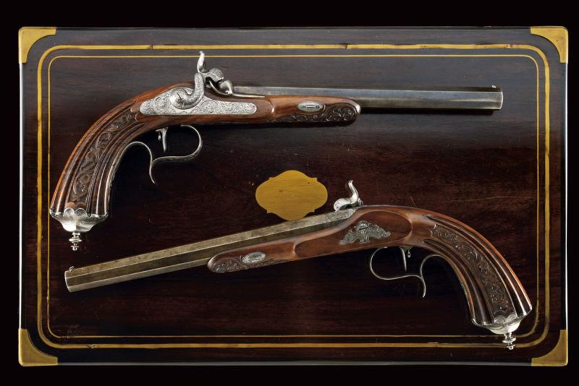 A fine pair of cased percussion pistols by Jaquet - Bild 3 aus 10