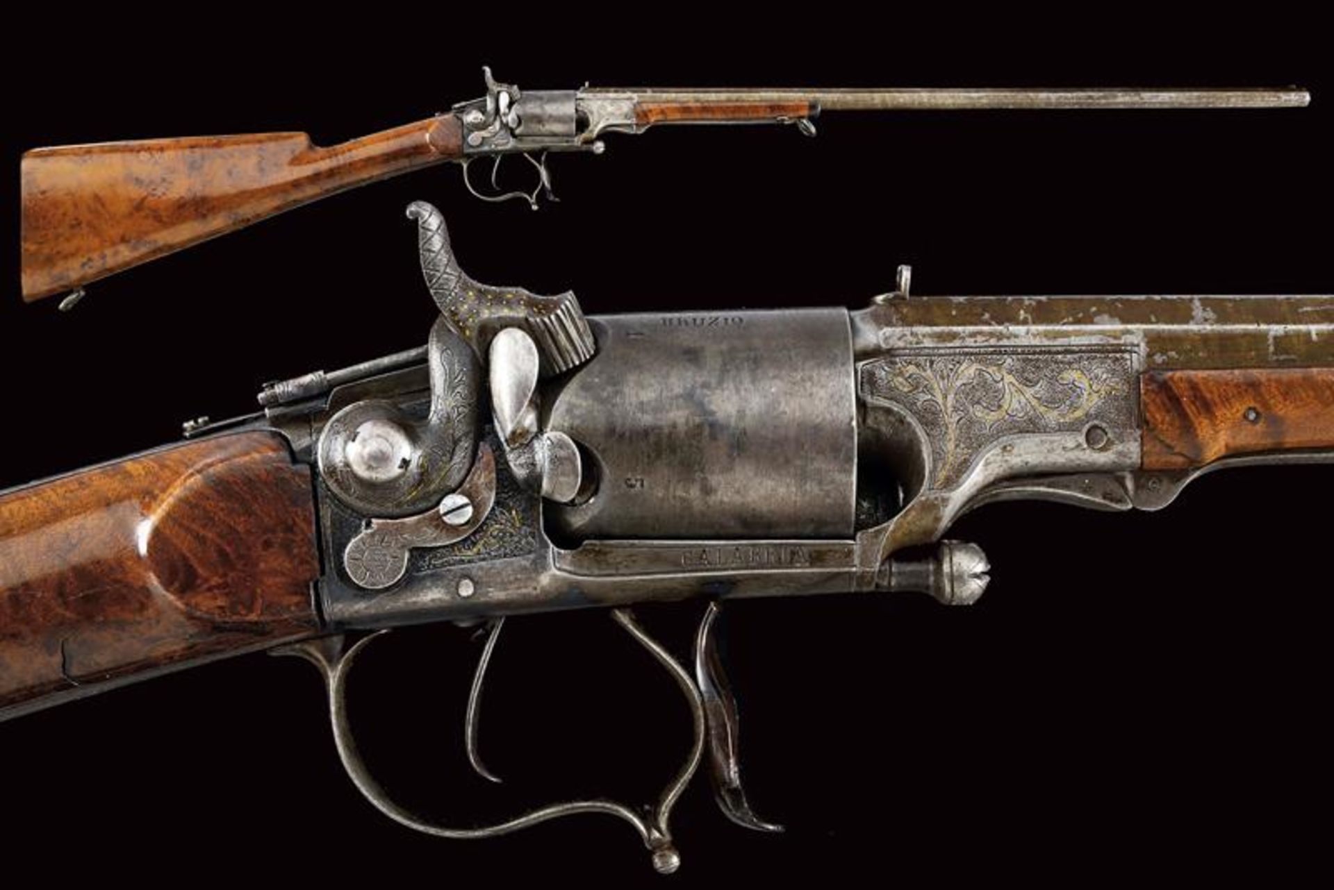 A very scarce percussion revolving rifle by Rocco de Luca