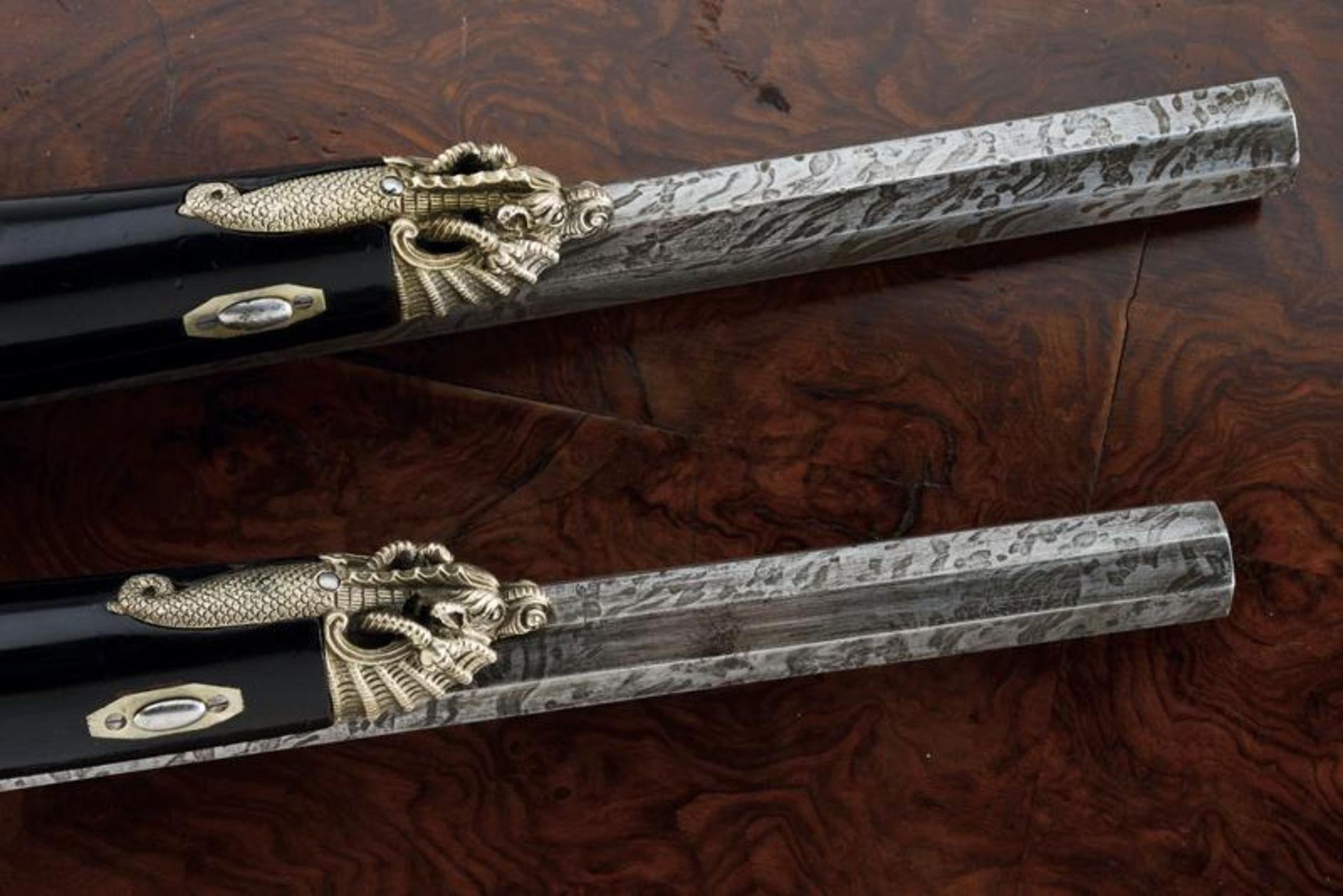 A cased pair of rare and elegant percussion pistols by Colombo - Image 2 of 10
