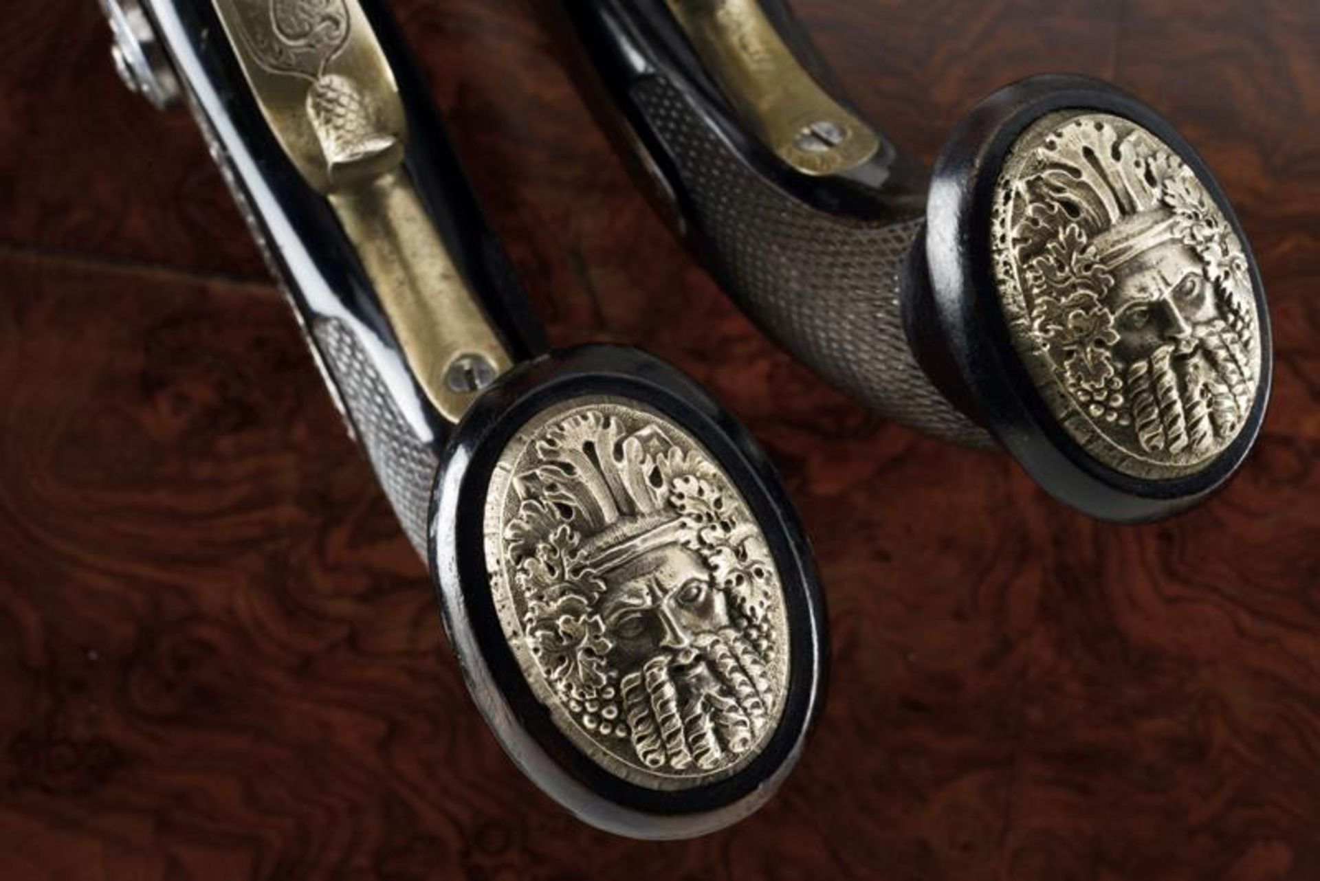 A cased pair of rare and elegant percussion pistols by Colombo - Image 5 of 10