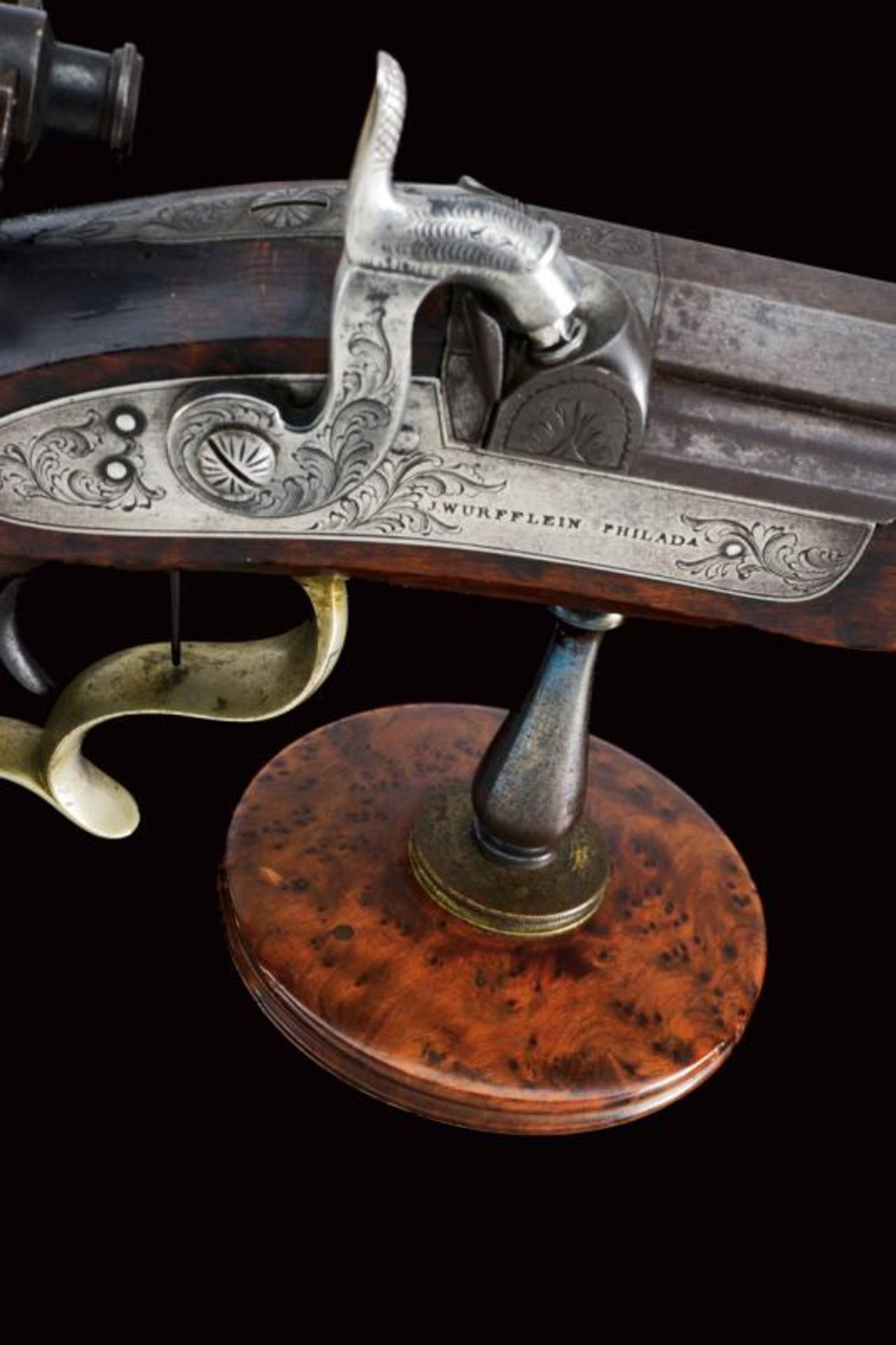 An elegant percussion target carbine by John J. Wurfflein with accessories - Image 9 of 14