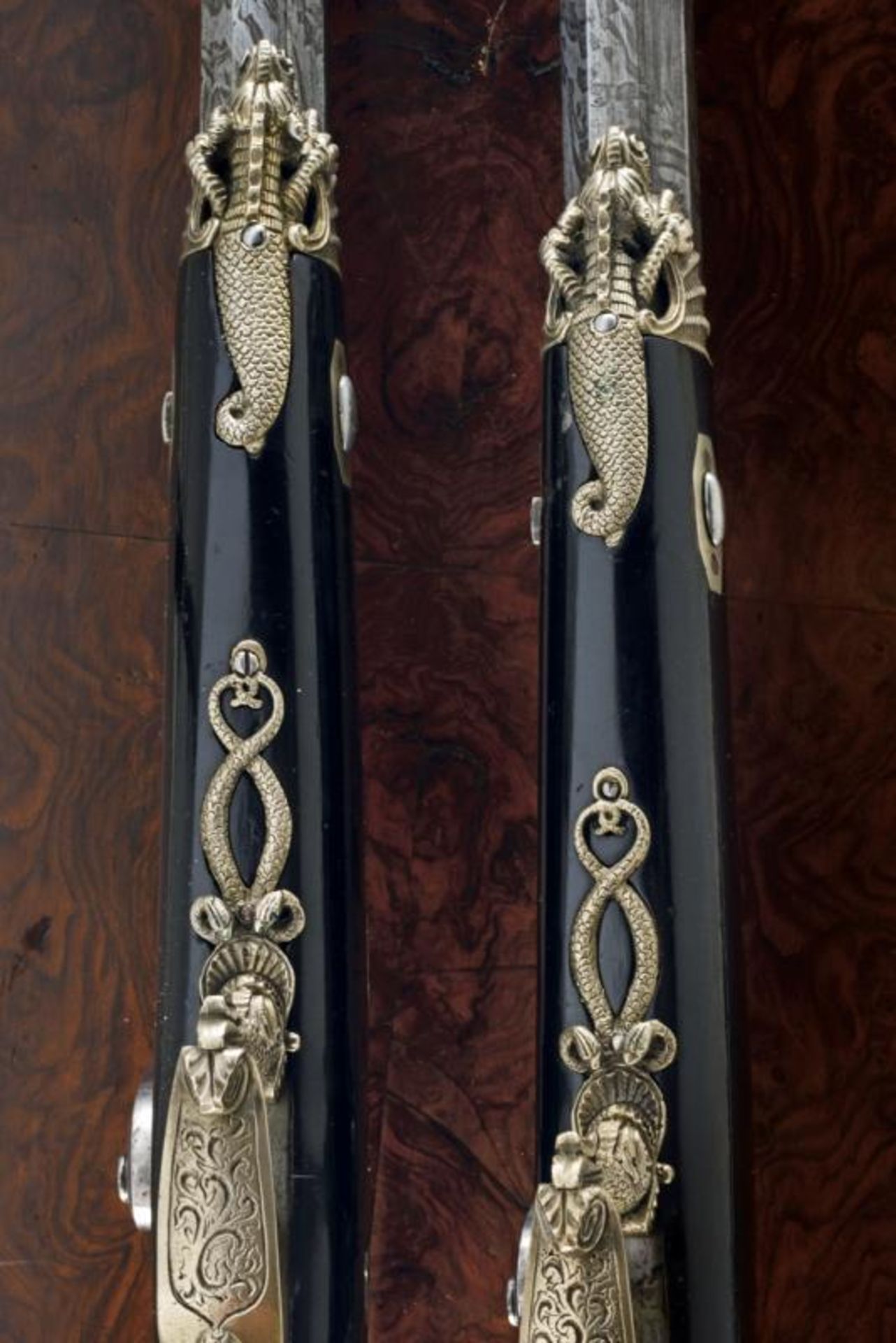 A cased pair of rare and elegant percussion pistols by Colombo - Image 8 of 10