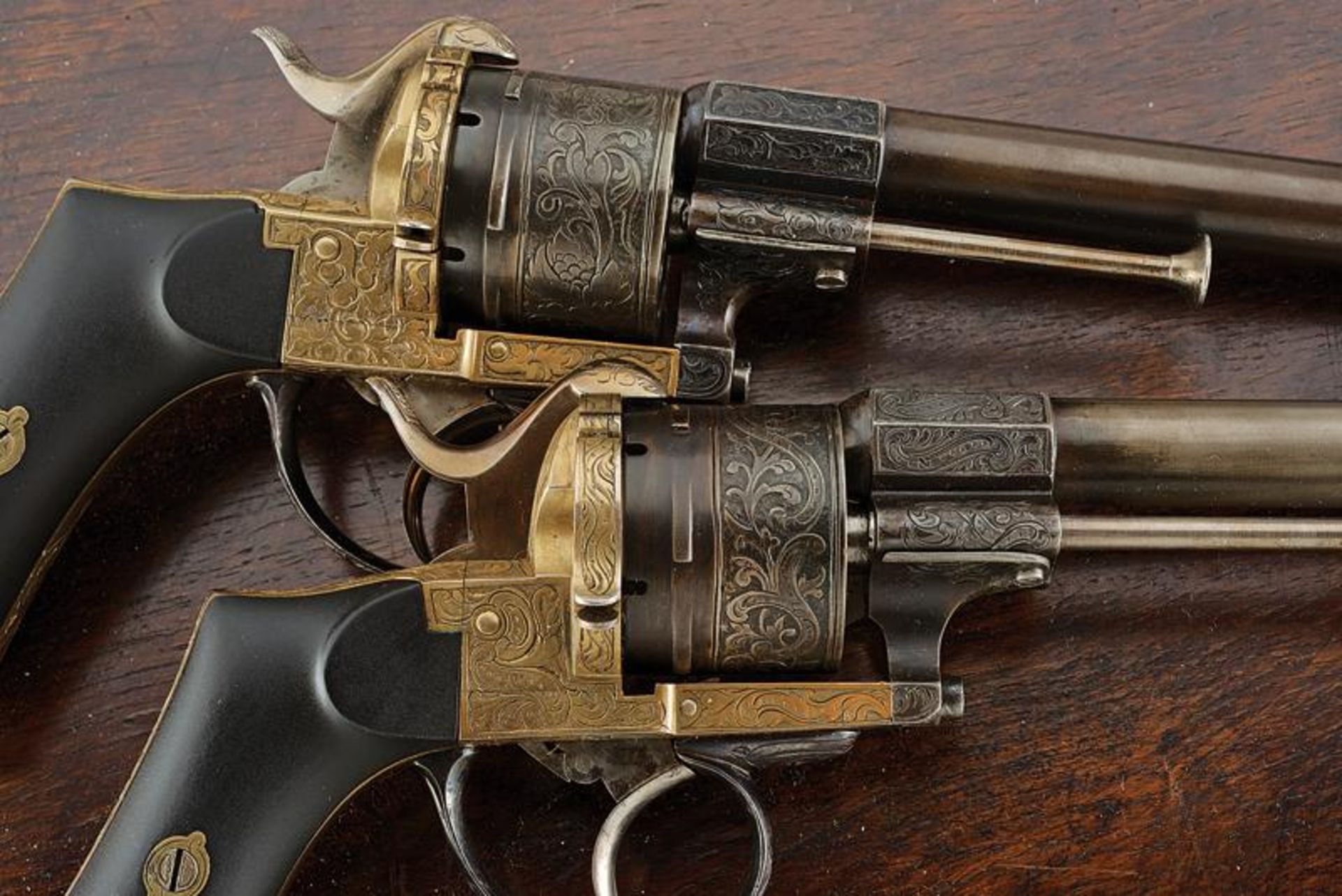 A beautiful pair of cased Lefaucheux pin fire revolvers - Image 2 of 7