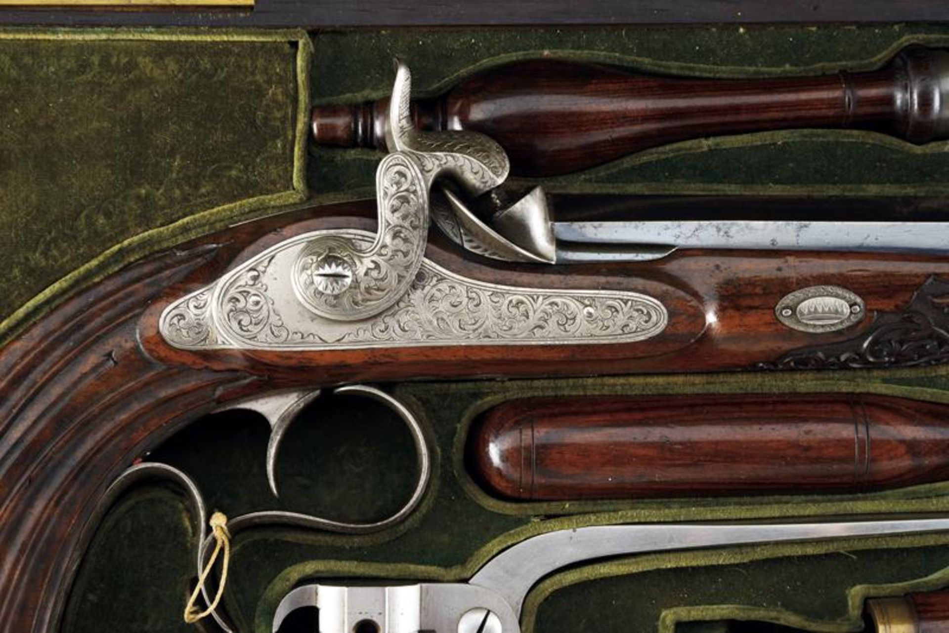 A pair of fine cased percussion pistols marked 'DDB' - Image 5 of 9