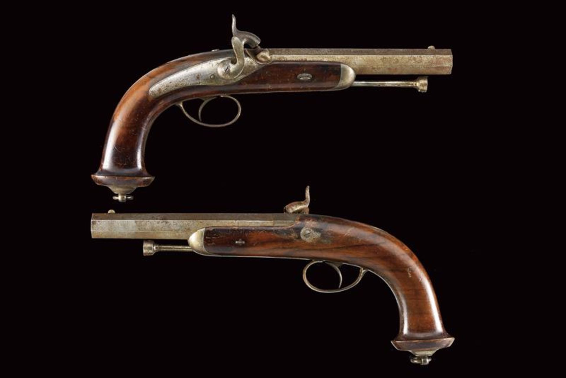 A pair of percussion pistols signed P. Boitard