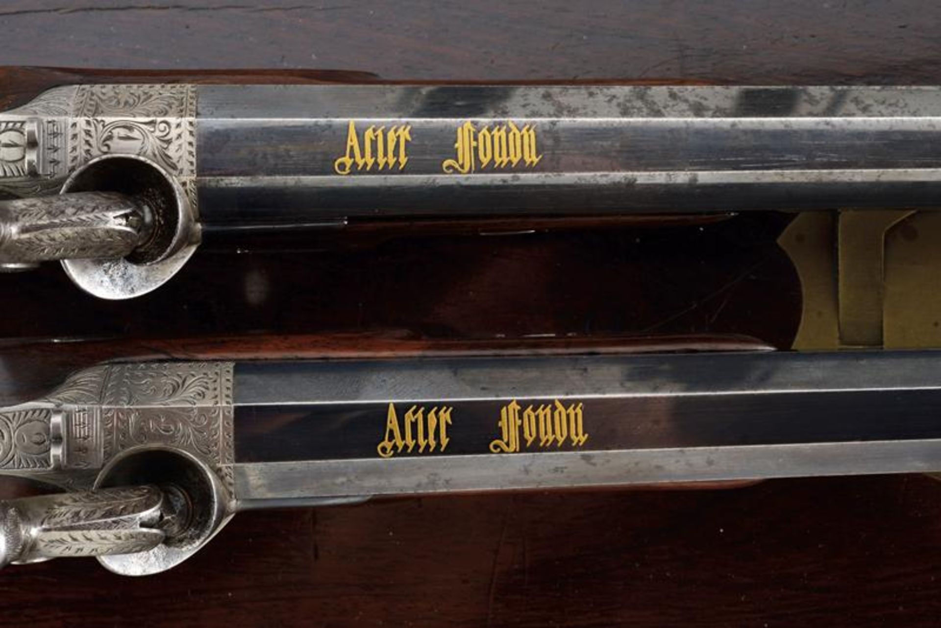 A pair of fine cased percussion pistols marked 'DDB' - Image 7 of 9