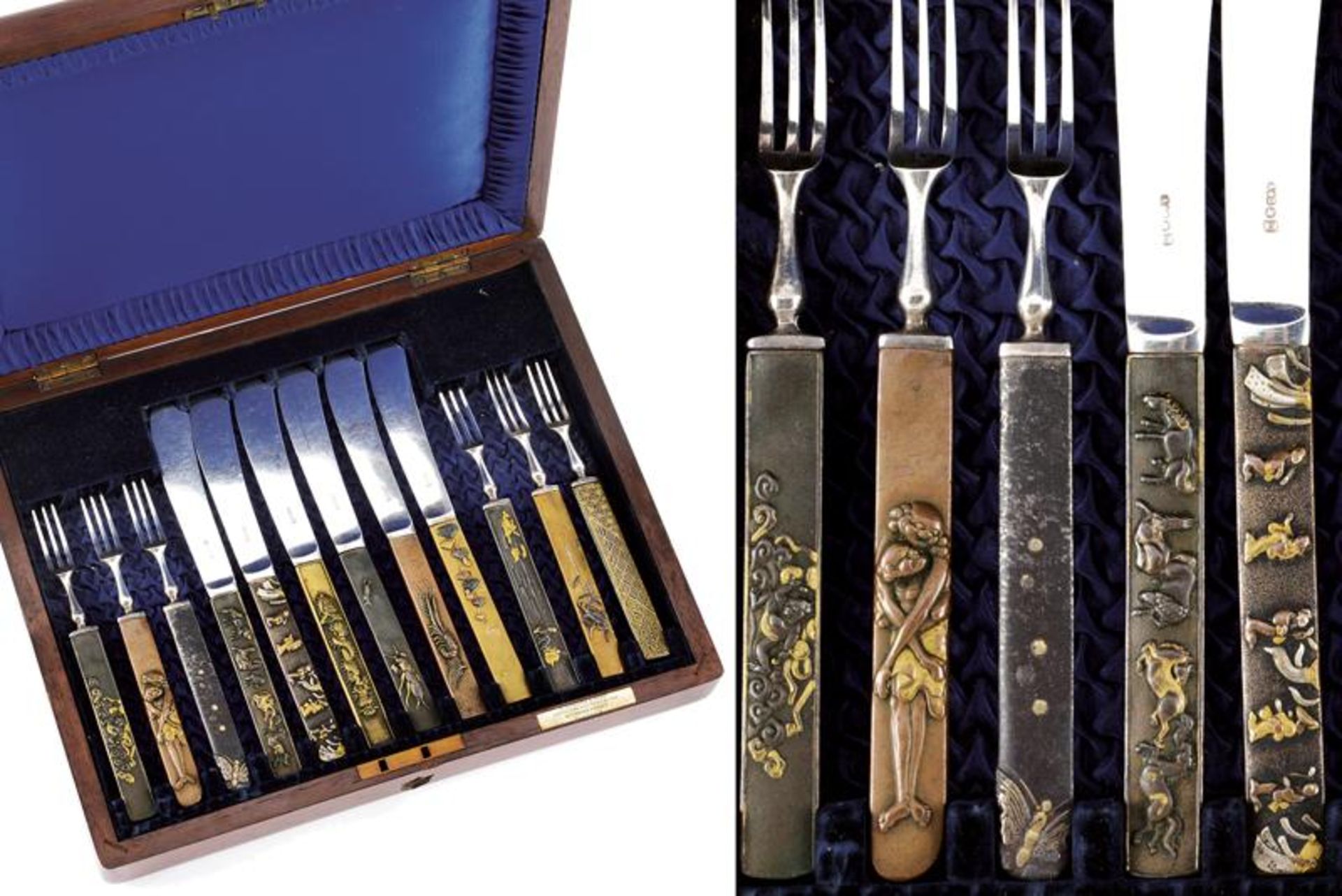 A set of cutlery with kozuka hilts