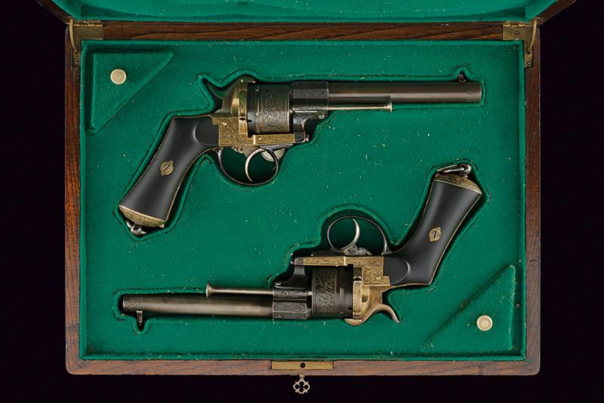 A beautiful pair of cased Lefaucheux pin fire revolvers - Image 7 of 7
