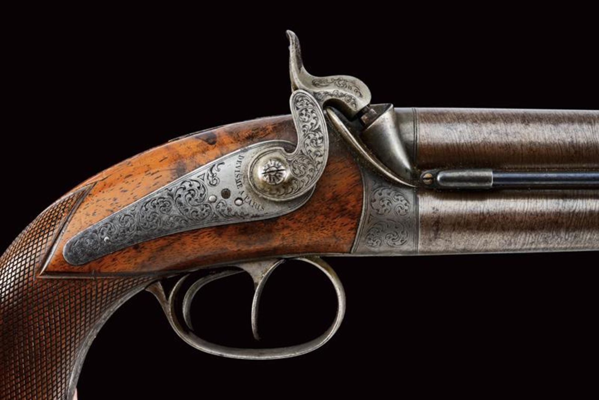 A rare over-andunder-barreled Etat Major type pistol by Devisme - Bild 5 aus 11