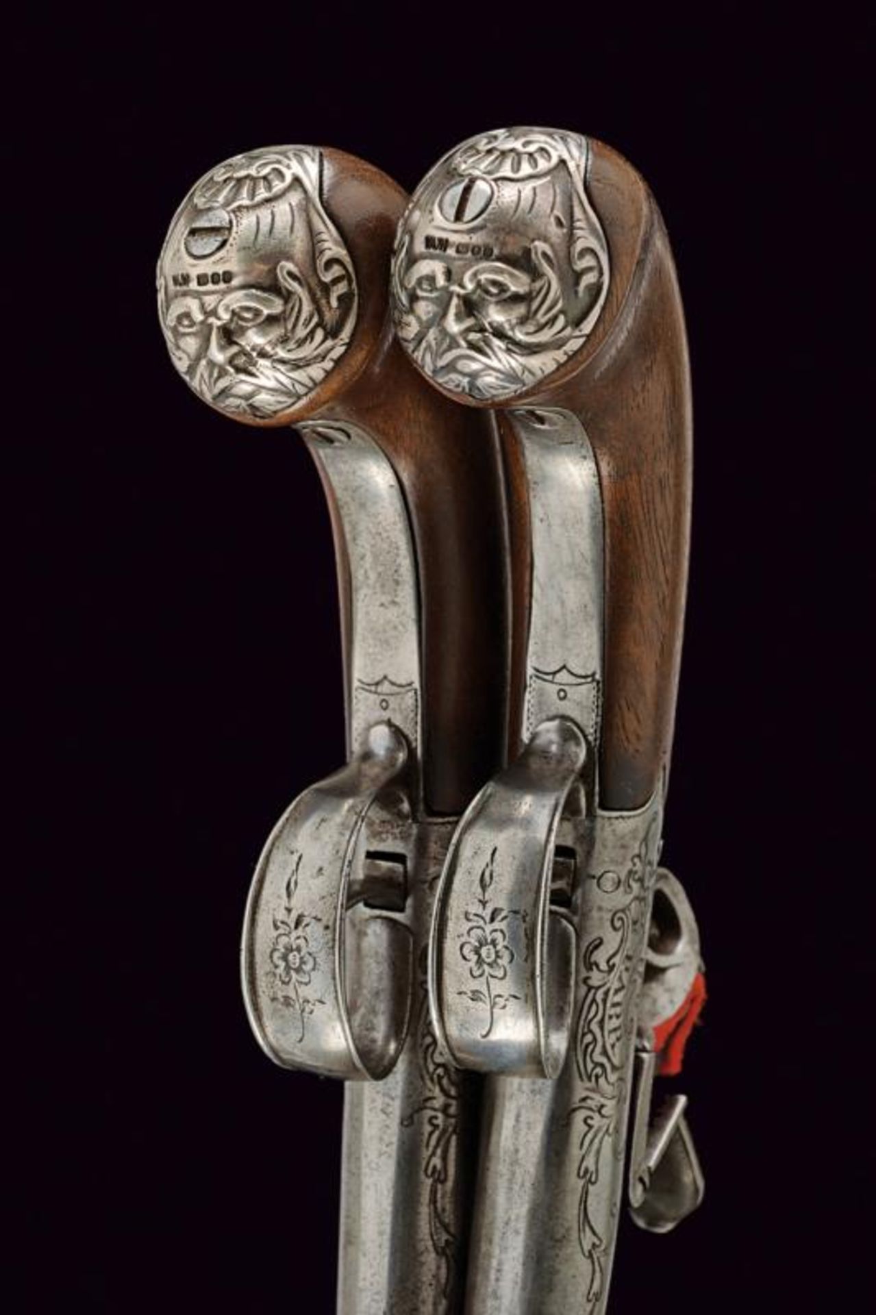 A pair of pocket flintlock pistols with silver buttplates signed Parr - Bild 3 aus 3