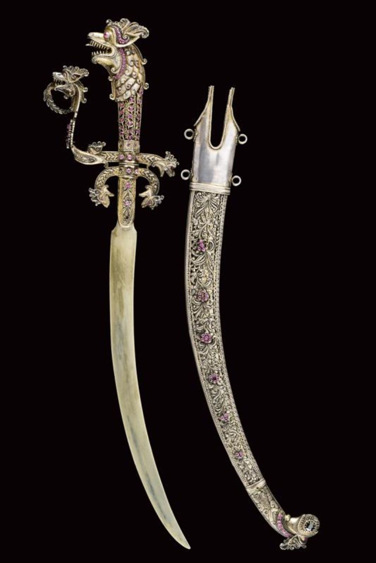 A beautiful silver kastane with semi-precious stones