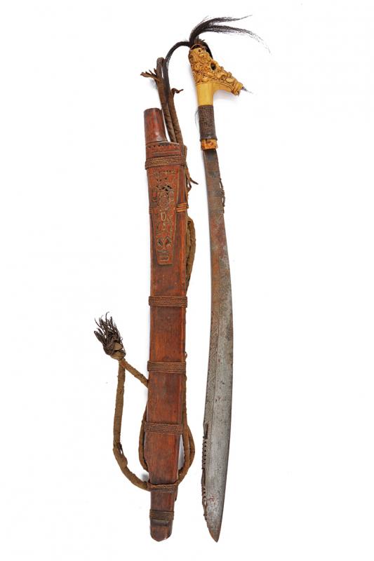 A rare mandau (jimpul) duku amat of the Iban-Dayak